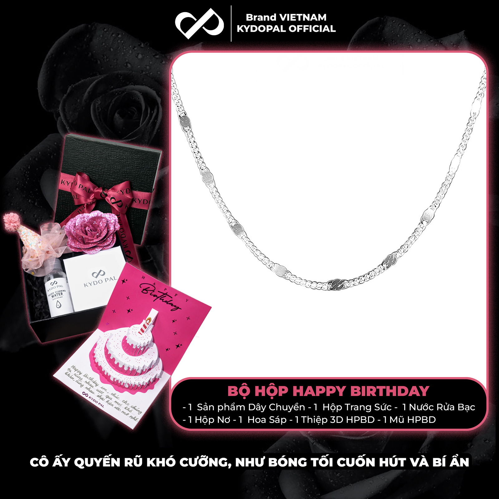 Dây chuyền bạc nữ KYDOPAL vòng cổ cá tính trơn mắt xích kết nối nhẹ nhàng trang sức bạc cao cấp - PAL9C3C50