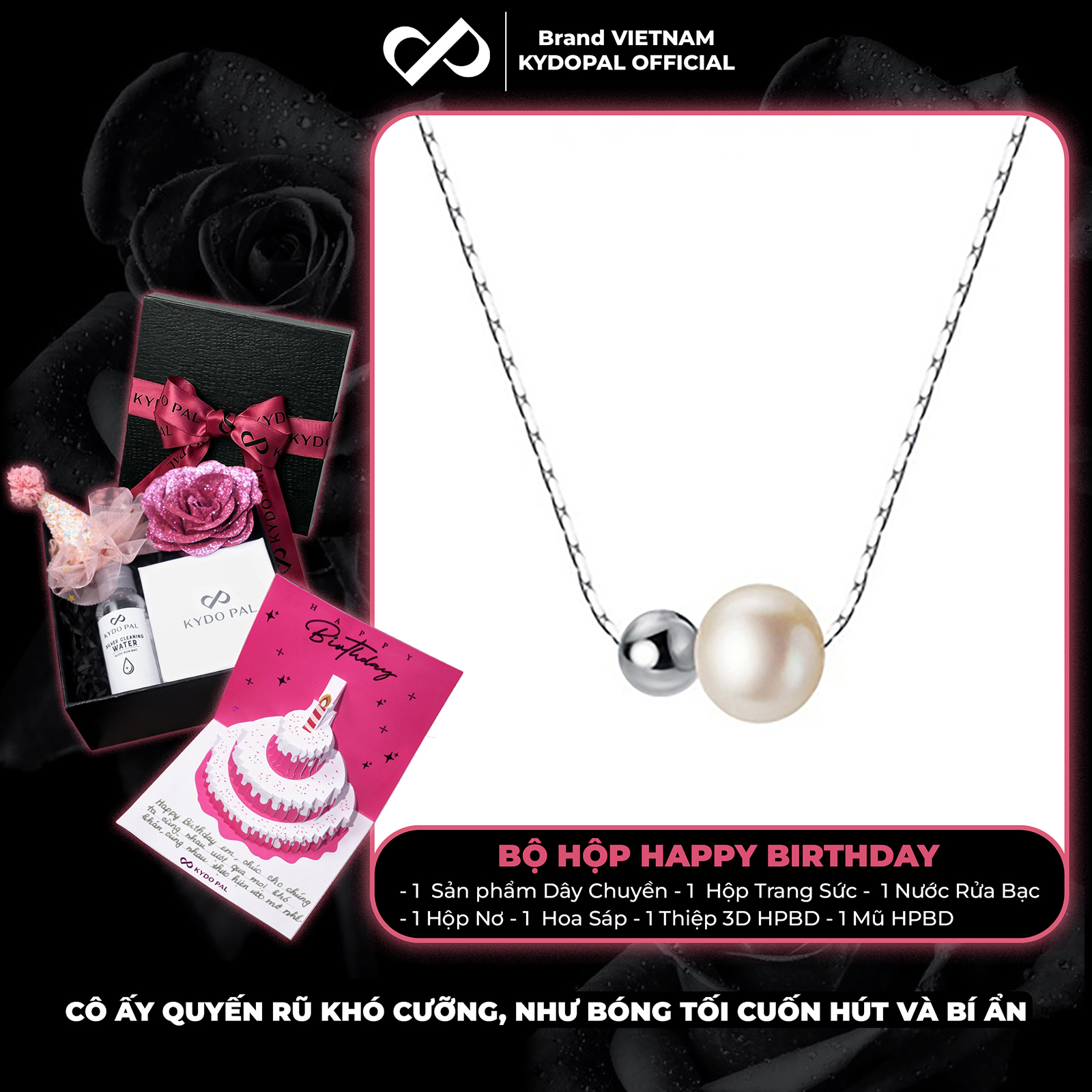 Dây chuyền bạc nữ KYDOPAL vòng cổ cá tính hạt mì mix hạt trai nữ tính trang sức bạc 925  - PAL9C3C55