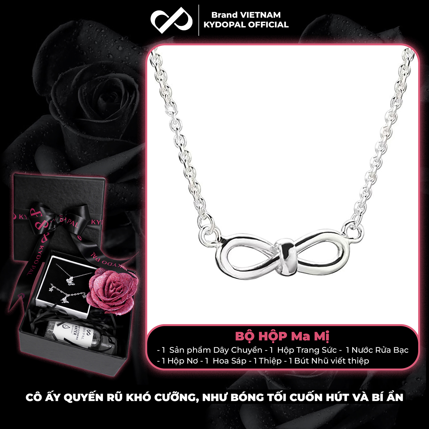 Dây chuyền bạc nữ KYDOPAL vòng cổ cá tính nơ thắt mini basic trang sức bạc 925 - PAL9C3C27