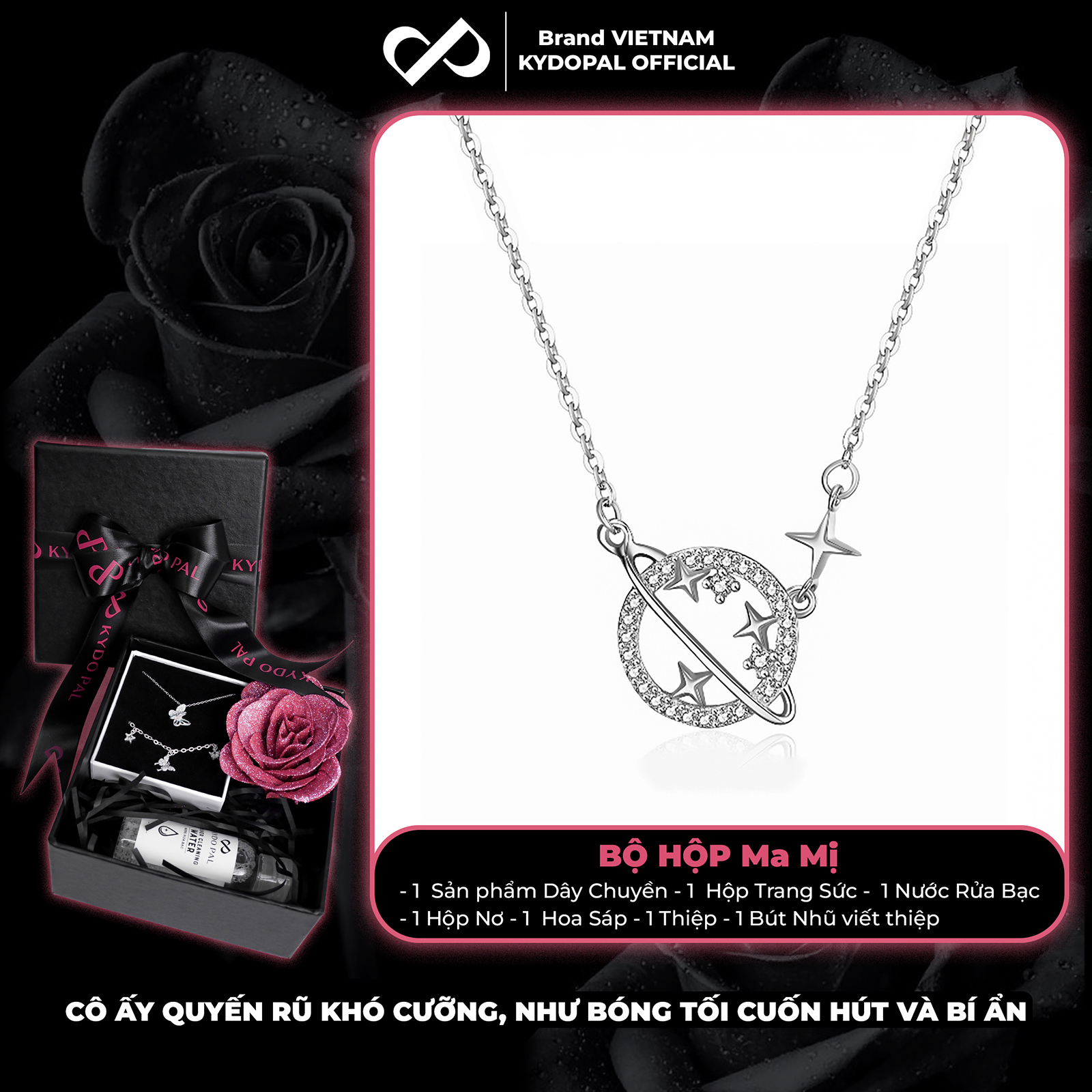 Dây chuyền bạc nữ KYDOPAL cá tính mặt trái đất đính đá nữ tính trang sức bạc 925 - PAL9C3C21