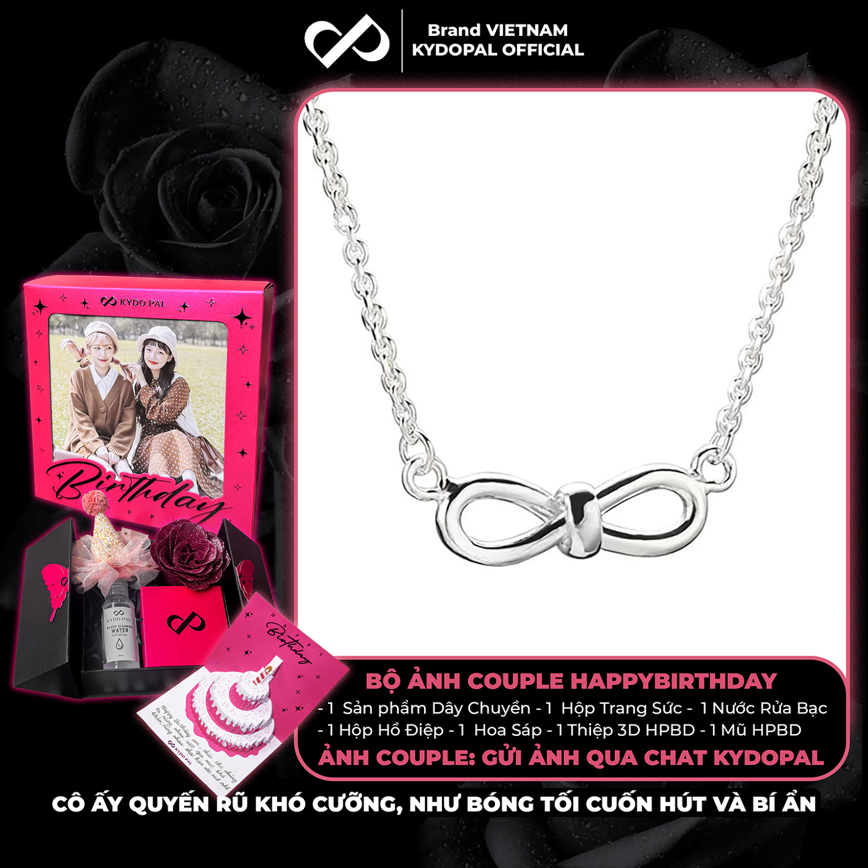 Dây chuyền bạc nữ KYDOPAL vòng cổ cá tính nơ thắt mini basic trang sức bạc 925 - PAL9C3C27