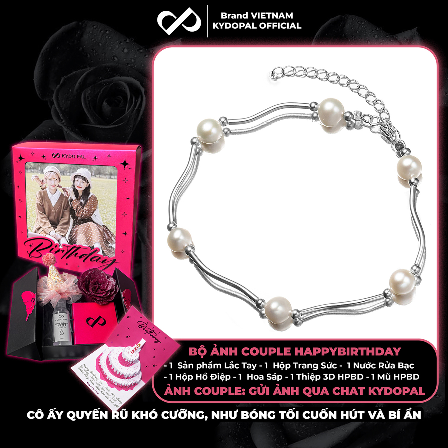 Lắc tay bạc nữ KYDOPAL vòng tay hạt trai nước ngọt mix ống bạc xoắn nữ tính trang sức bạc 925 - PAL9C3L53