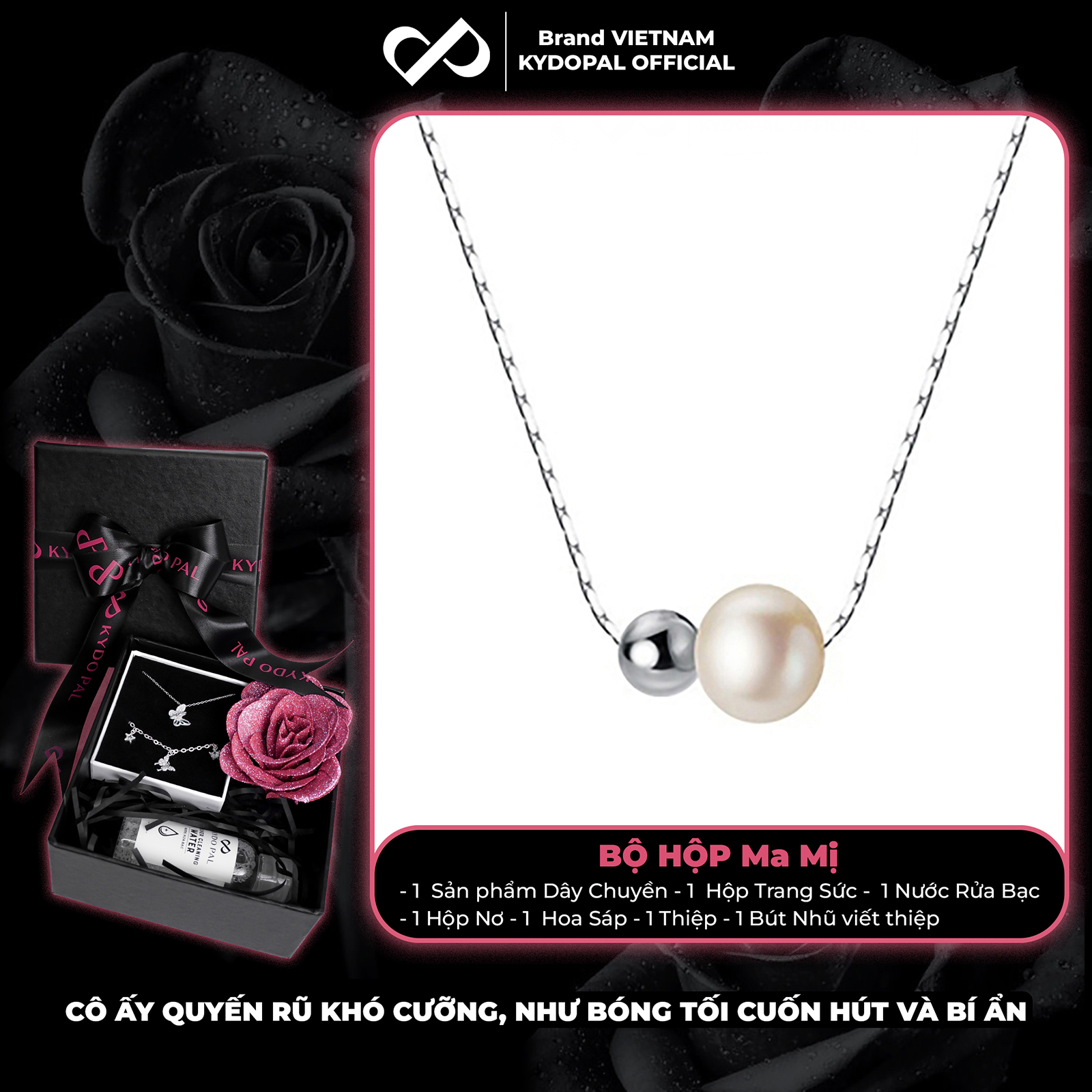 Dây chuyền bạc nữ KYDOPAL vòng cổ cá tính hạt mì mix hạt trai nữ tính trang sức bạc 925  - PAL9C3C55