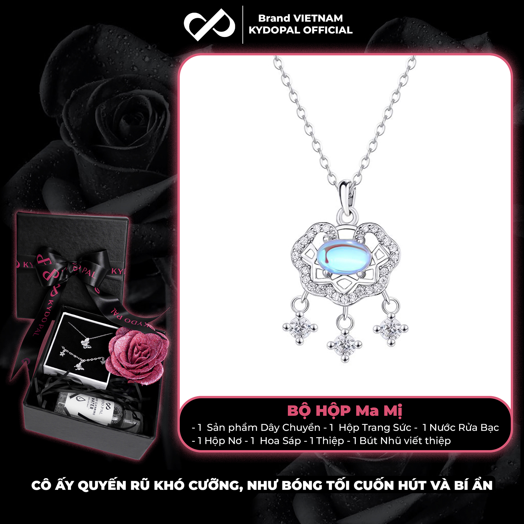 Dây chuyền bạc nữ KYDOPAL Mặt khóa trường mệnh gắn đá màu đổi sắc trang sức bạc 925 - PAL9C3C44