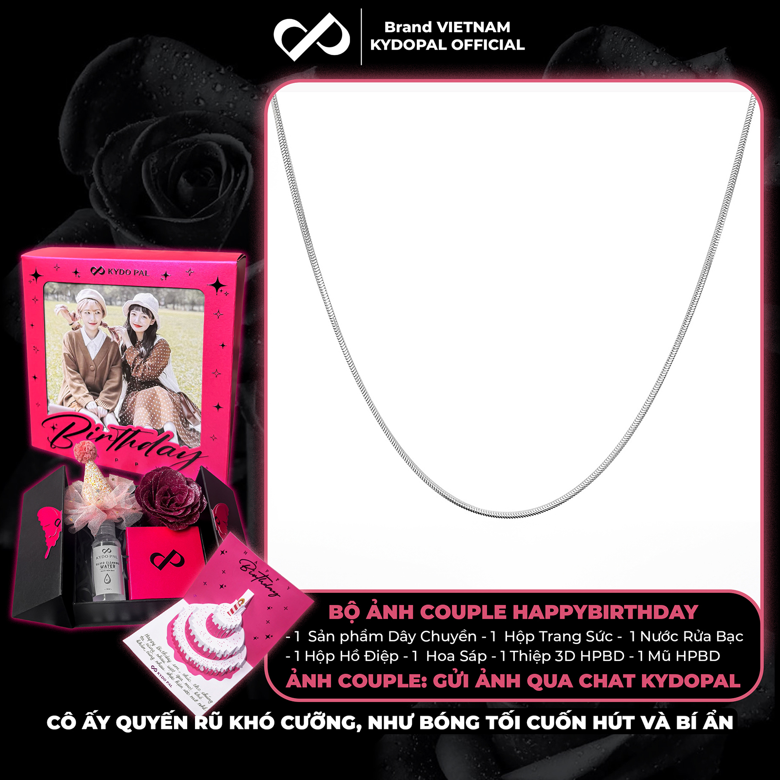 Dây chuyền bạc KYDOPAL mì thuôn cá tính trendy đeo sáng cổ trang sức bạc 925 - PAL9C3C65