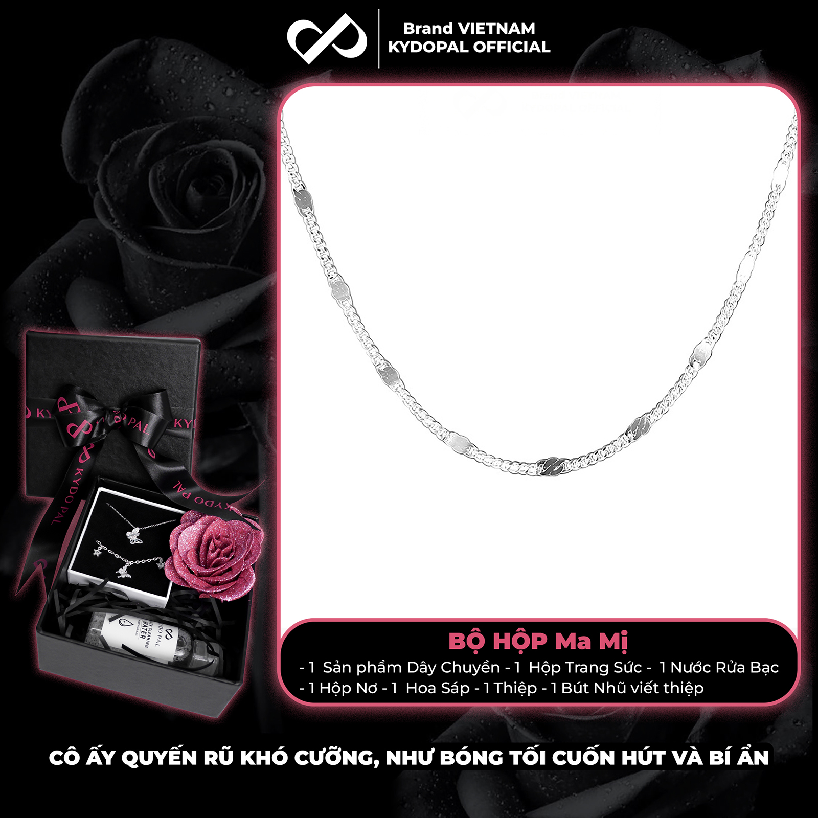 Dây chuyền bạc nữ KYDOPAL vòng cổ cá tính trơn mắt xích kết nối nhẹ nhàng trang sức bạc cao cấp - PAL9C3C50