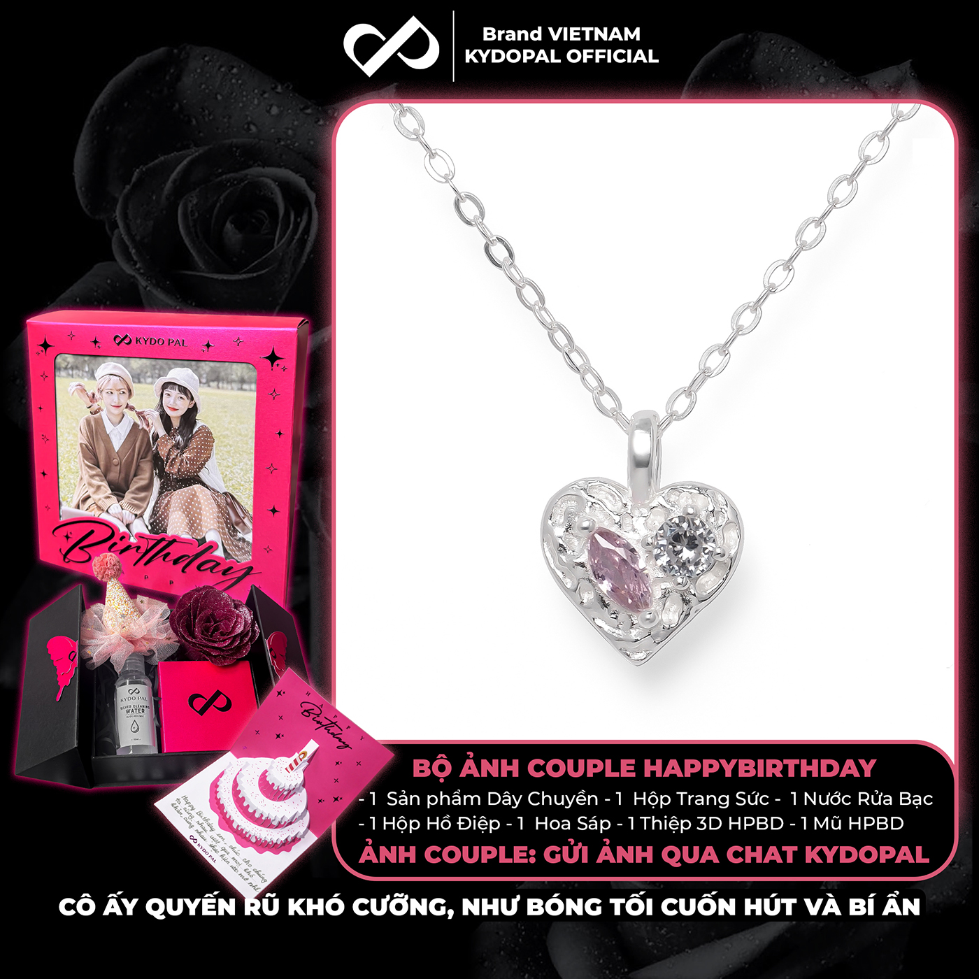 Dây chuyền bạc KYDOPAL đính đá cao cấp trang sức bạc nữ cá tính 925 - PAL9B8C2