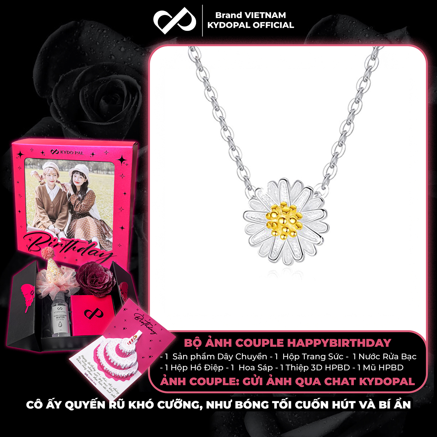 Dây chuyền bạc nữ KYDOPAL cá tính mặt hoa cúc nhị nữ tính trang sức bạc 925 - PAL9C3C32