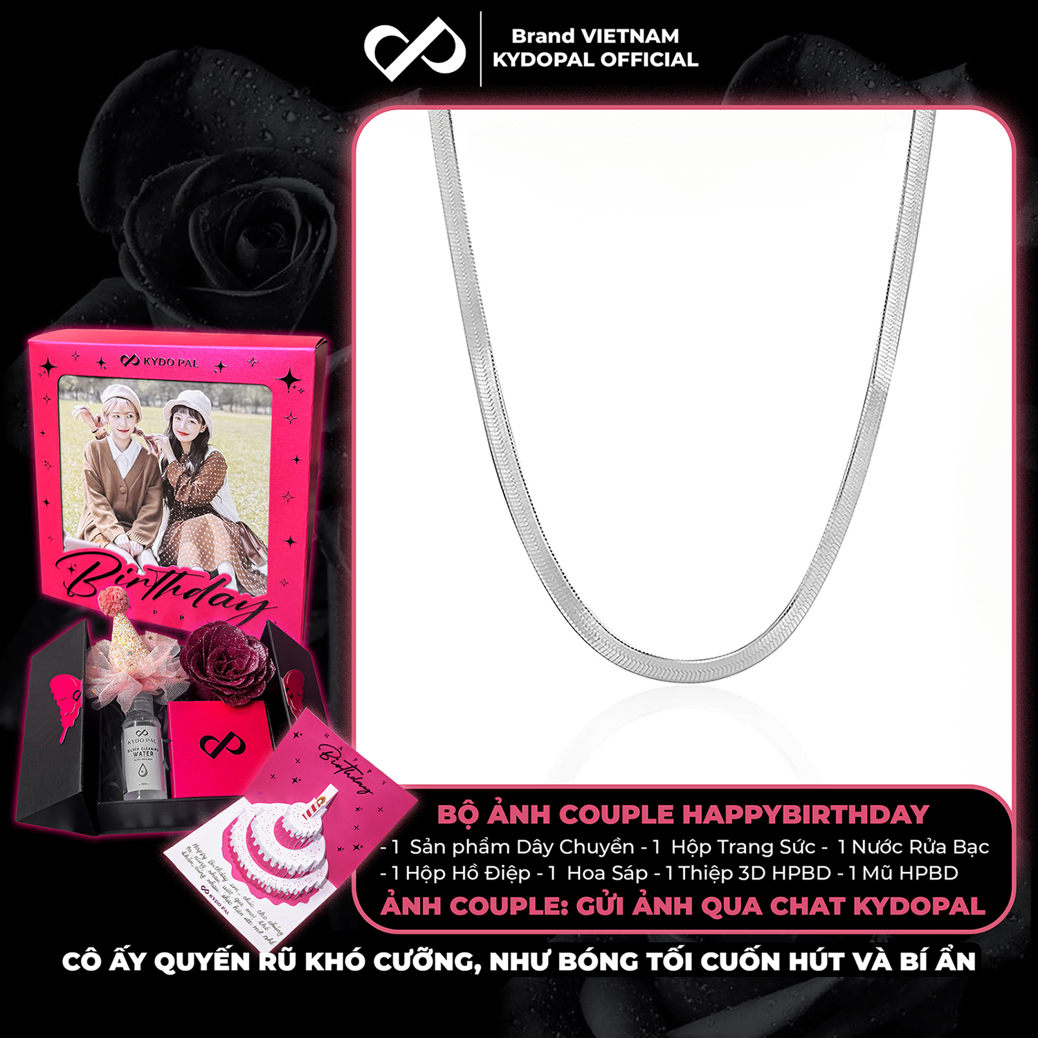 Dây chuyền bạc nữ KYDOPAL sợi mì dẹt bản rộng cá tính trang sức bạc cao cấp - PAL9C3C53