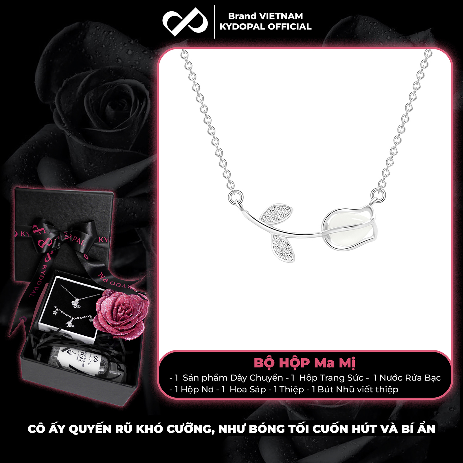 Dây chuyền bạc nữ KYDOPAL vòng cổ cá tính cánh hoa hồng nữ tính trang sức bạc 925 - PAL9C3C35