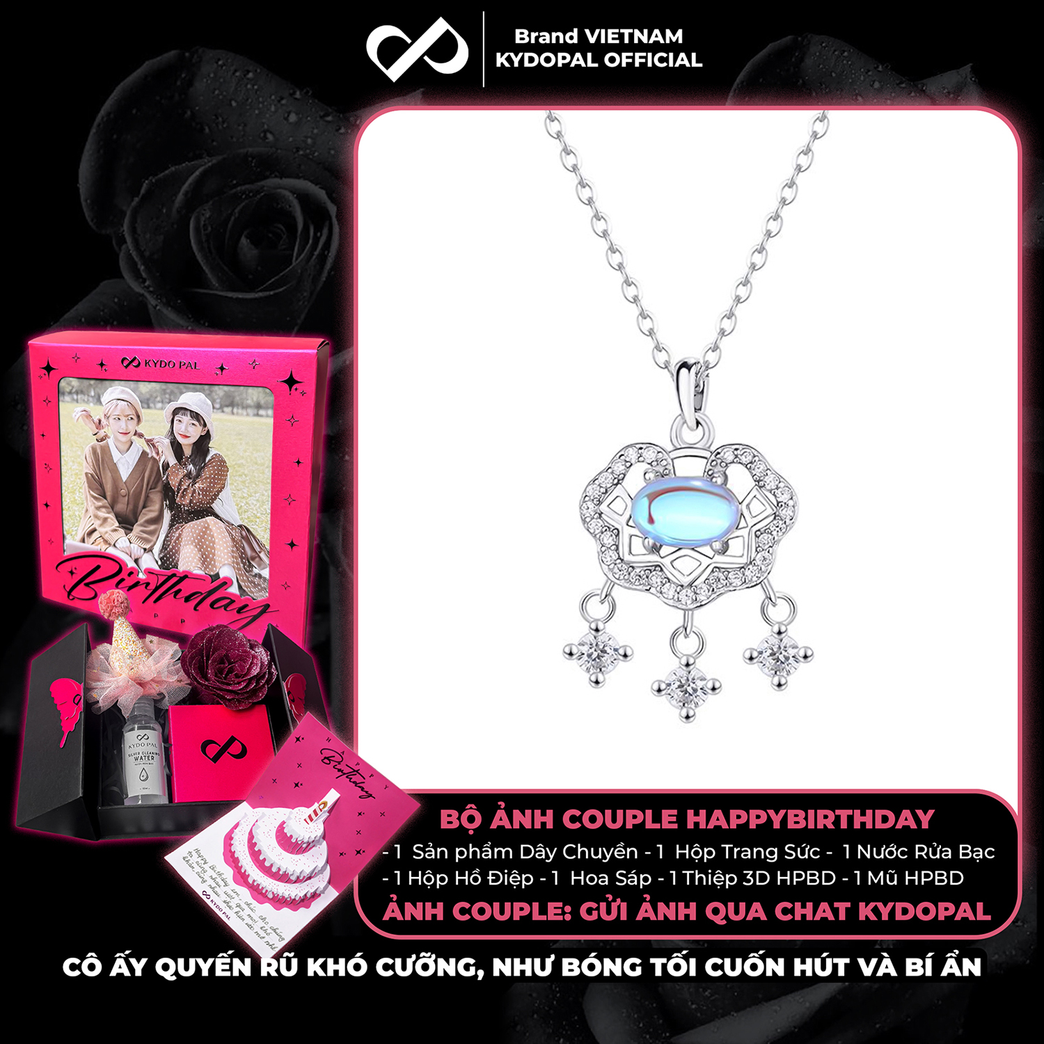 Dây chuyền bạc nữ KYDOPAL Mặt khóa trường mệnh gắn đá màu đổi sắc trang sức bạc 925 - PAL9C3C44