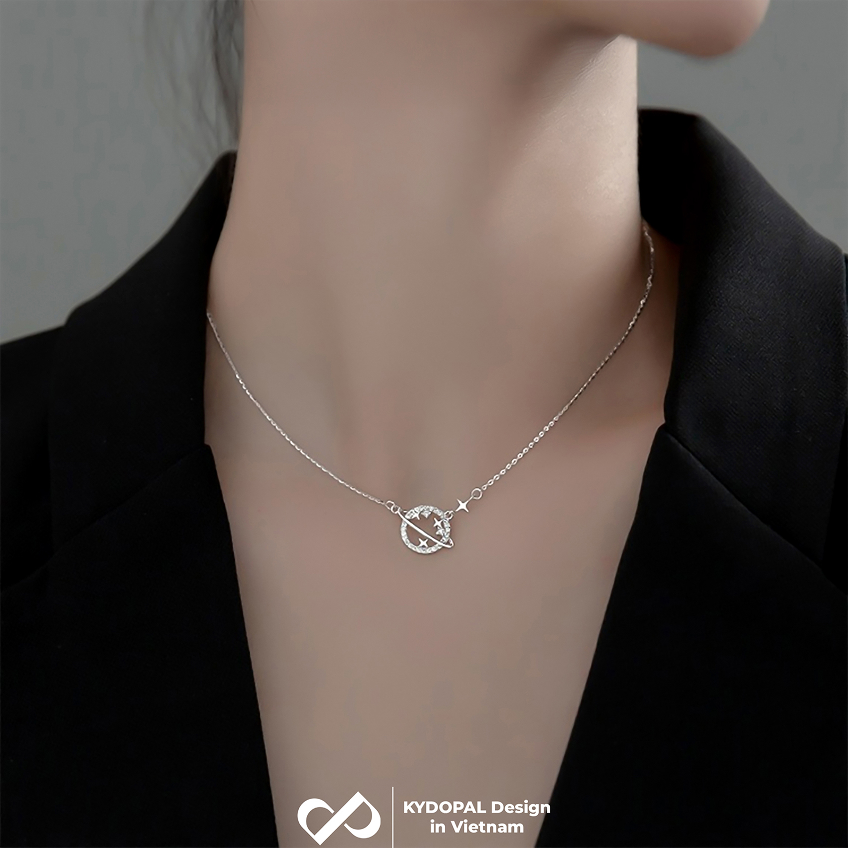 Dây chuyền bạc nữ KYDOPAL cá tính mặt trái đất đính đá nữ tính trang sức bạc 925 - PAL9C3C21