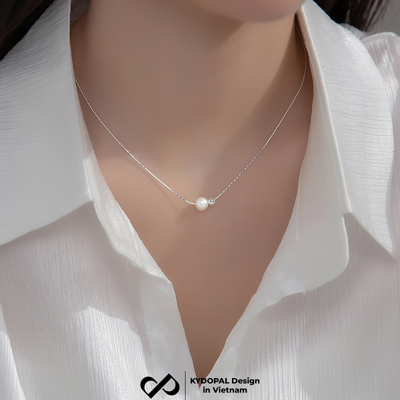 Dây chuyền bạc nữ KYDOPAL vòng cổ cá tính hạt mì mix hạt trai nữ tính trang sức bạc 925  - PAL9C3C55