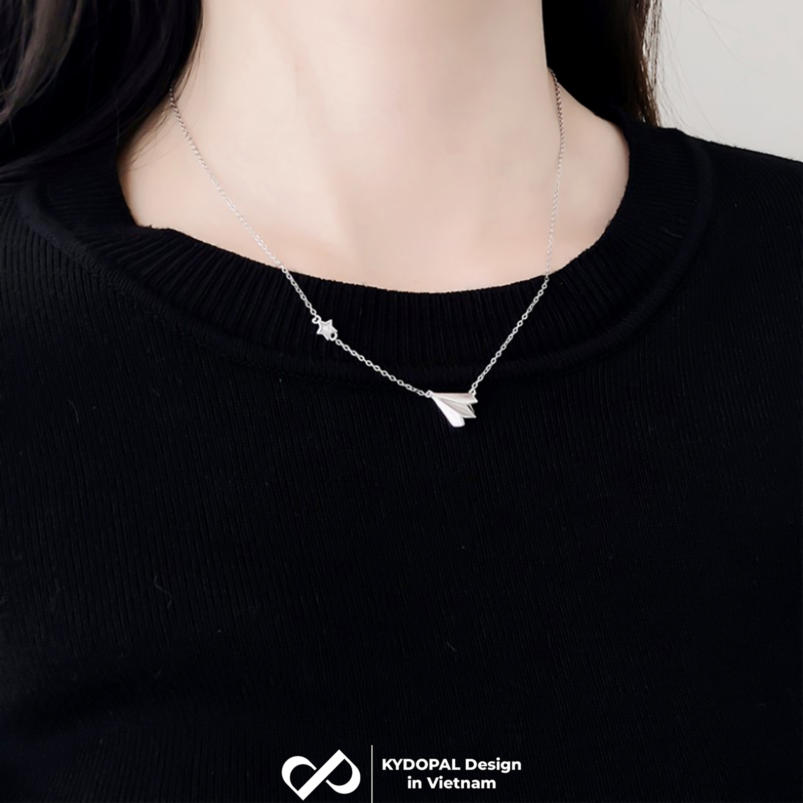 Dây chuyền bạc nữ KYDOPAL mẫu máy bay giấy cá tính trang sức bạc 925 - PAL9C3C23