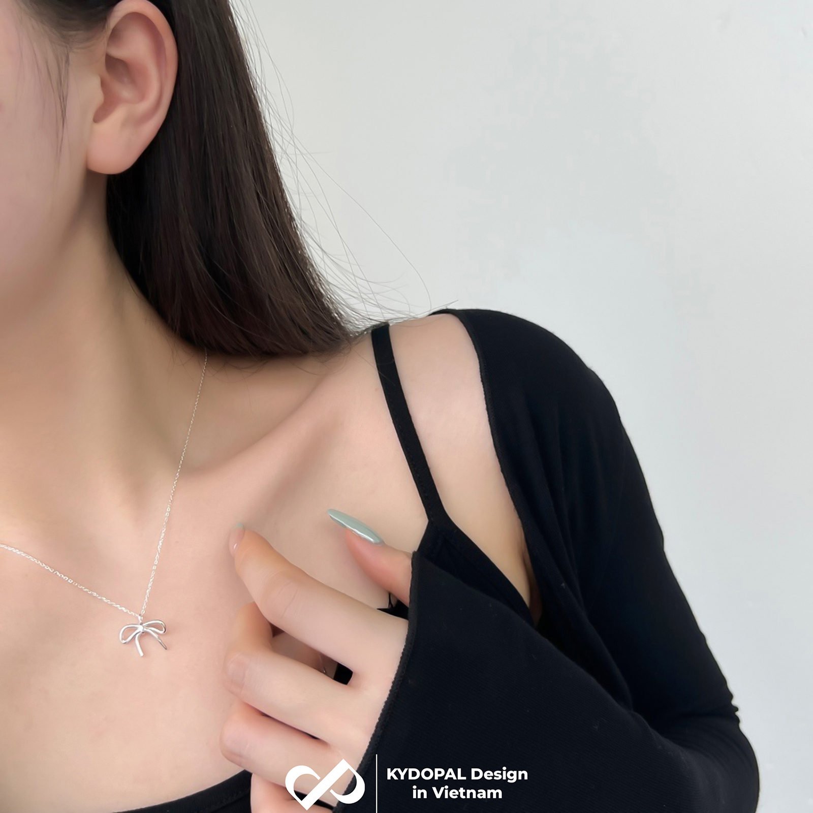Dây chuyền bạc nữ KYDOPAL nơ cá tính thắt trơn basic trang sức bạc 925 - PAL9C3C15