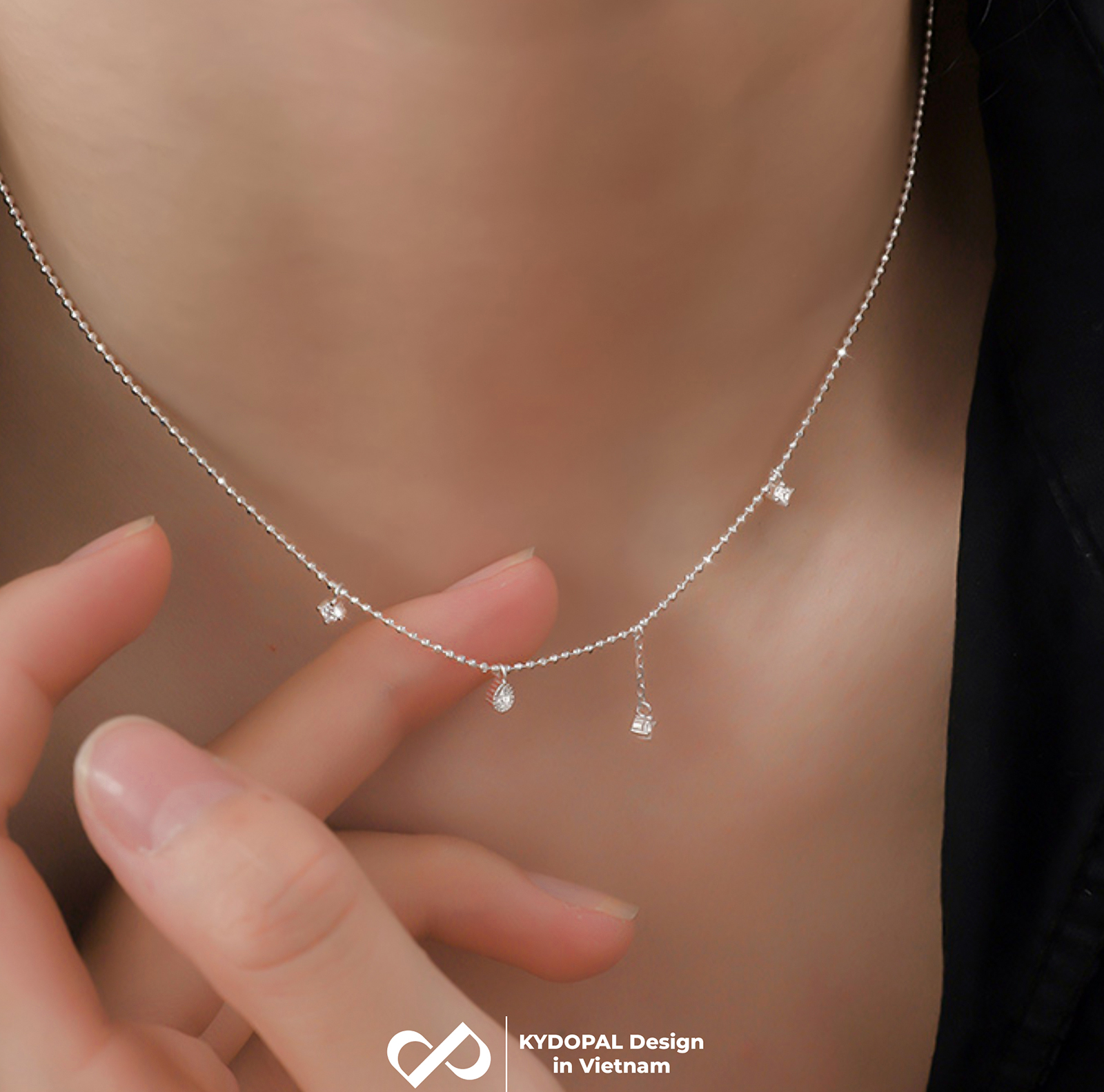 Dây chuyền bạc nữ KYDOPAL cá tính dây hạt lấp lánh mix hạt đá nữ tính trang sức bạc cao cấp - PAL9C3C16