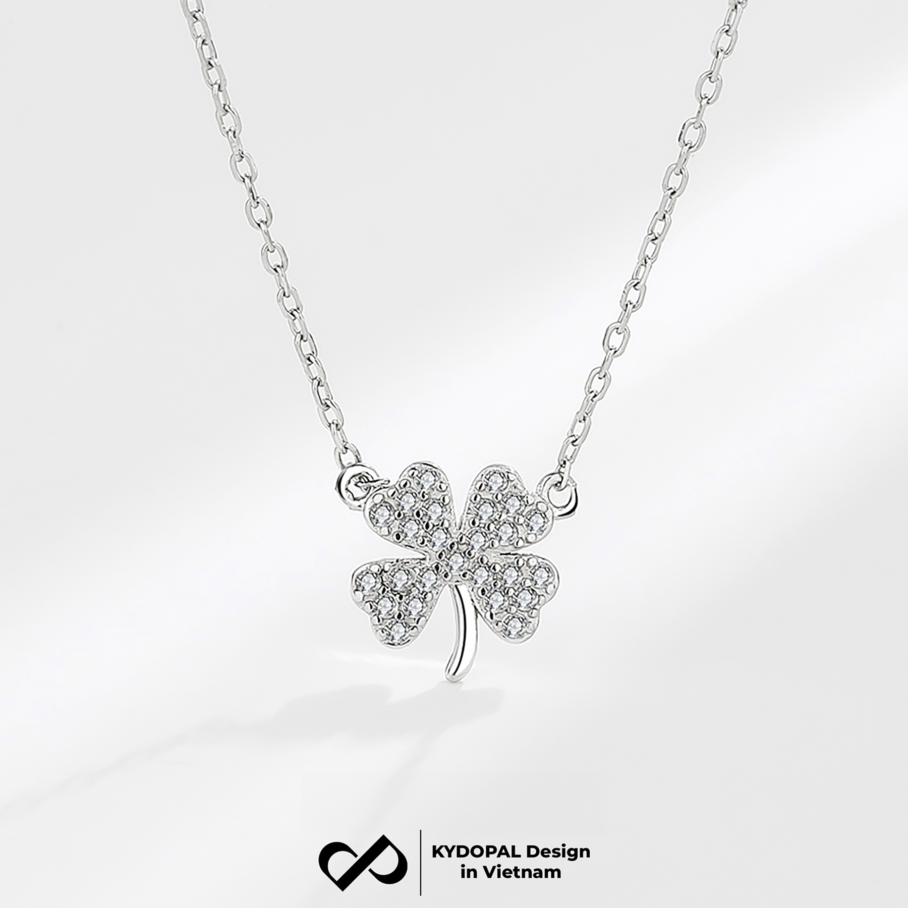 Dây chuyền bạc nữ KYDOPAL cỏ bốn lá cá tính đính đá nhỏ mini nữ tính trang sức bạc 925 - PAL9C3C11