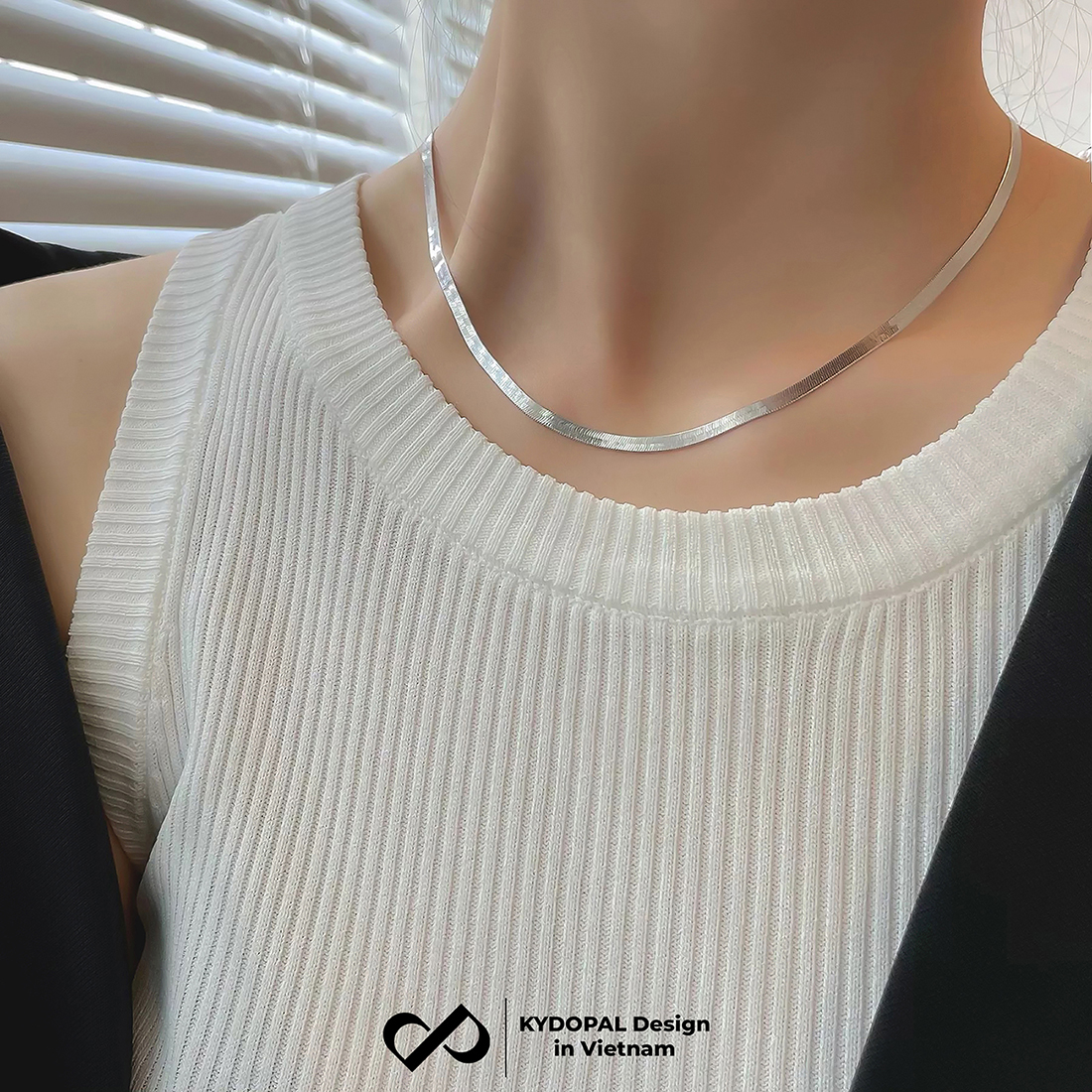 Dây chuyền bạc nữ KYDOPAL sợi mì dẹt bản rộng cá tính trang sức bạc cao cấp - PAL9C3C53