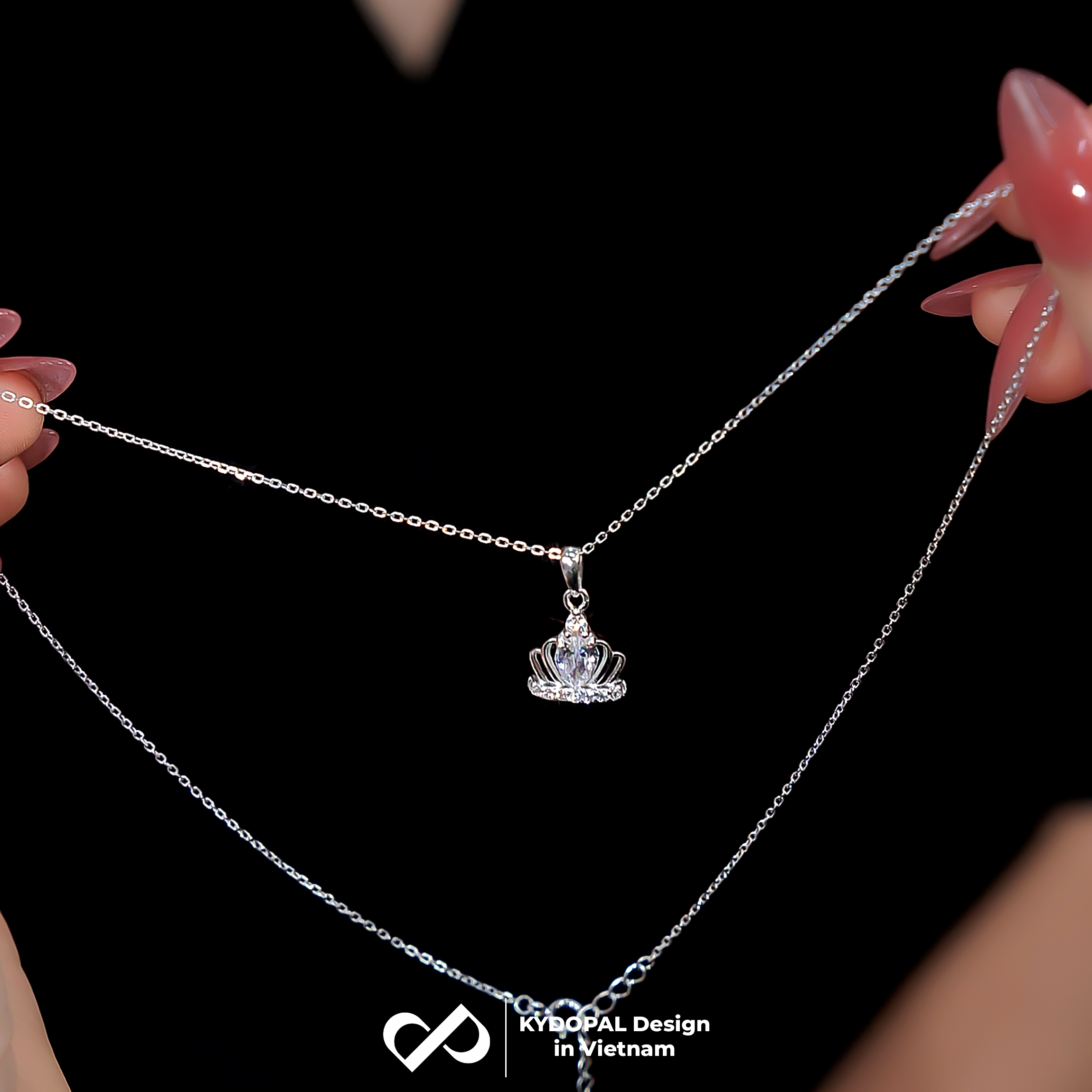 Dây chuyền bạc nữ KYDOPAL mặt vương miện công chúa đính đá nữ tính trang sức bạc 925 - PAL9C3C17