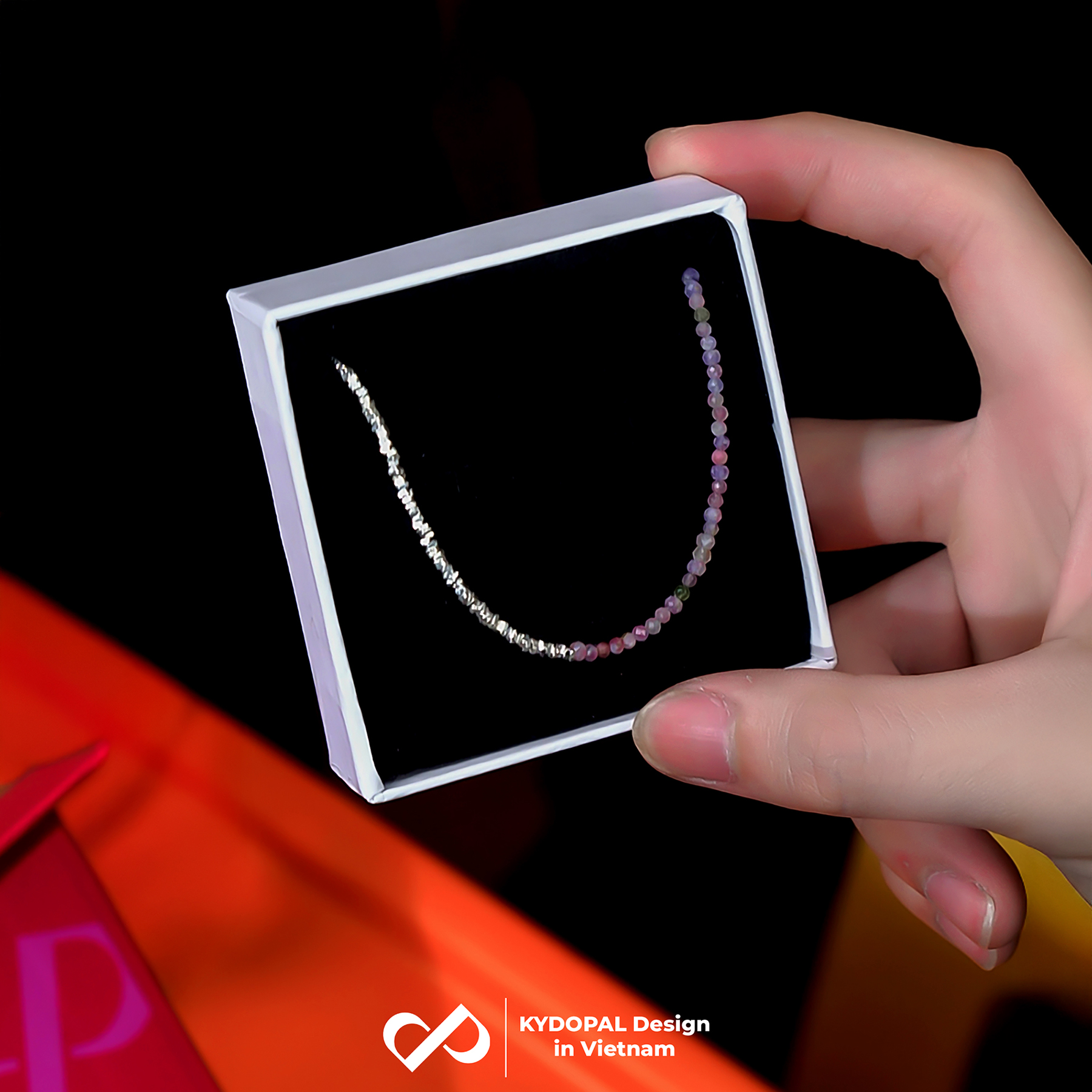 Lắc tay bạc nữ KYDOPAL vòng tay tuamaline hạt đá tròn màu sắc mix hạt bạc vỡ nhẹ nhàng - PAL9C3L24