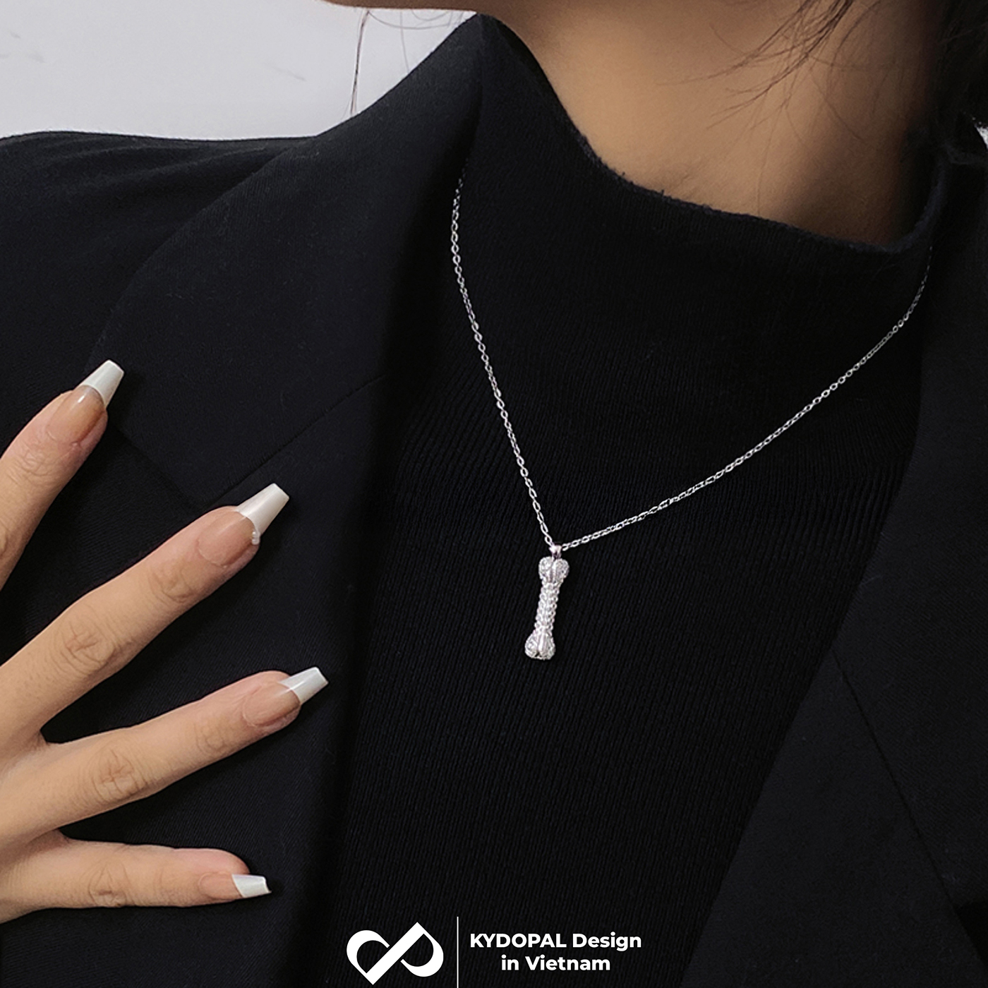 Dây chuyền bạc nữ KYDOPAL vòng cổ cá tính mặt xương đính đá trang sức bạc cao cấp - PAL9C3C68