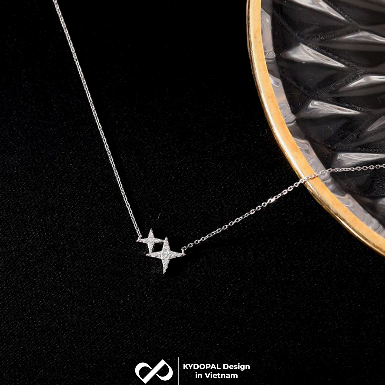 Dây chuyền bạc nữ KYDOPAL mẫu sao đôi cá tính lấp lánh trang sức bạc 925 - PAL9C3C18
