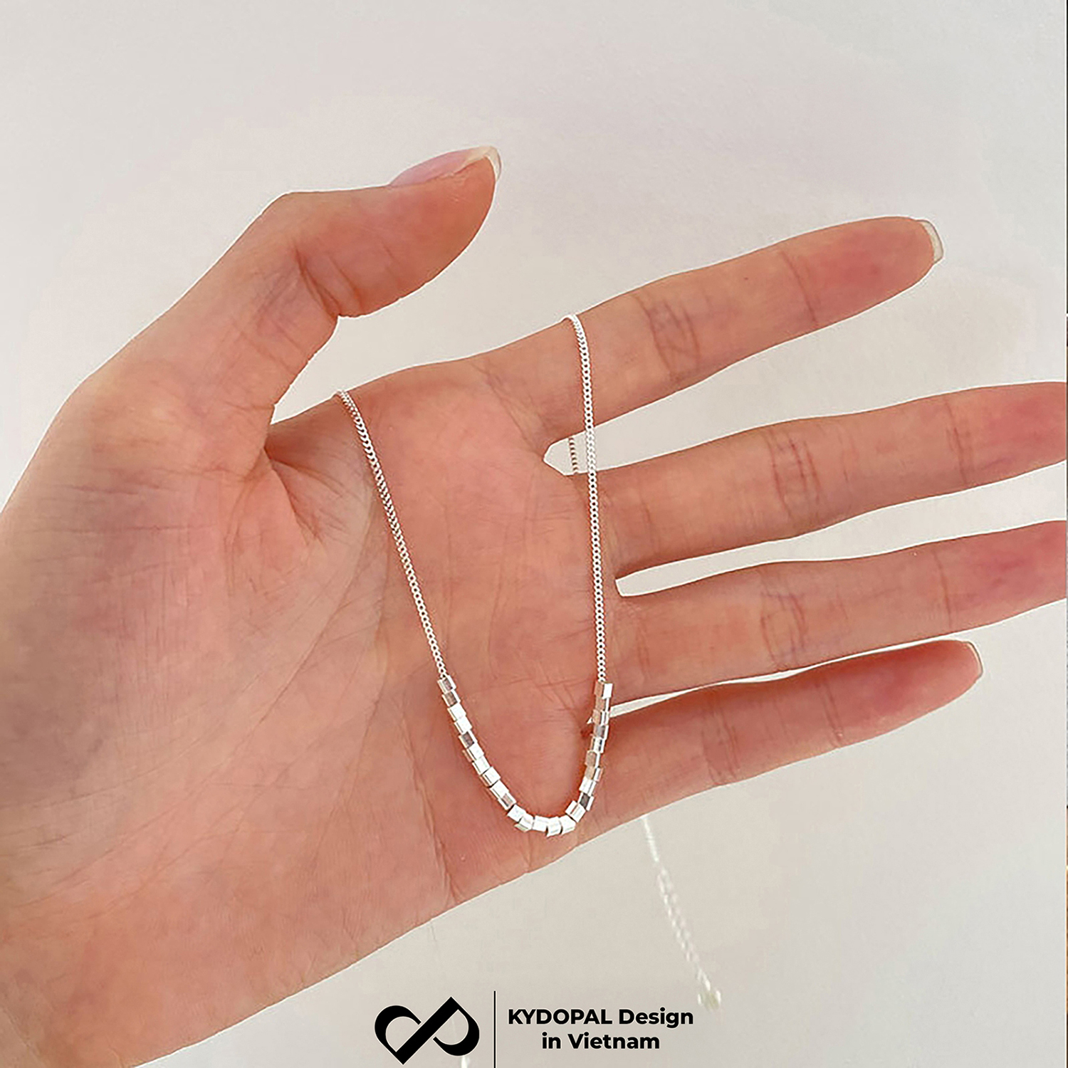 Dây chuyền bạc nữ KYDOPAL vòng cổ cá tính mặt chuỗi hạt vuông cá tính trang sức bạc 925 - PAL9C3C56