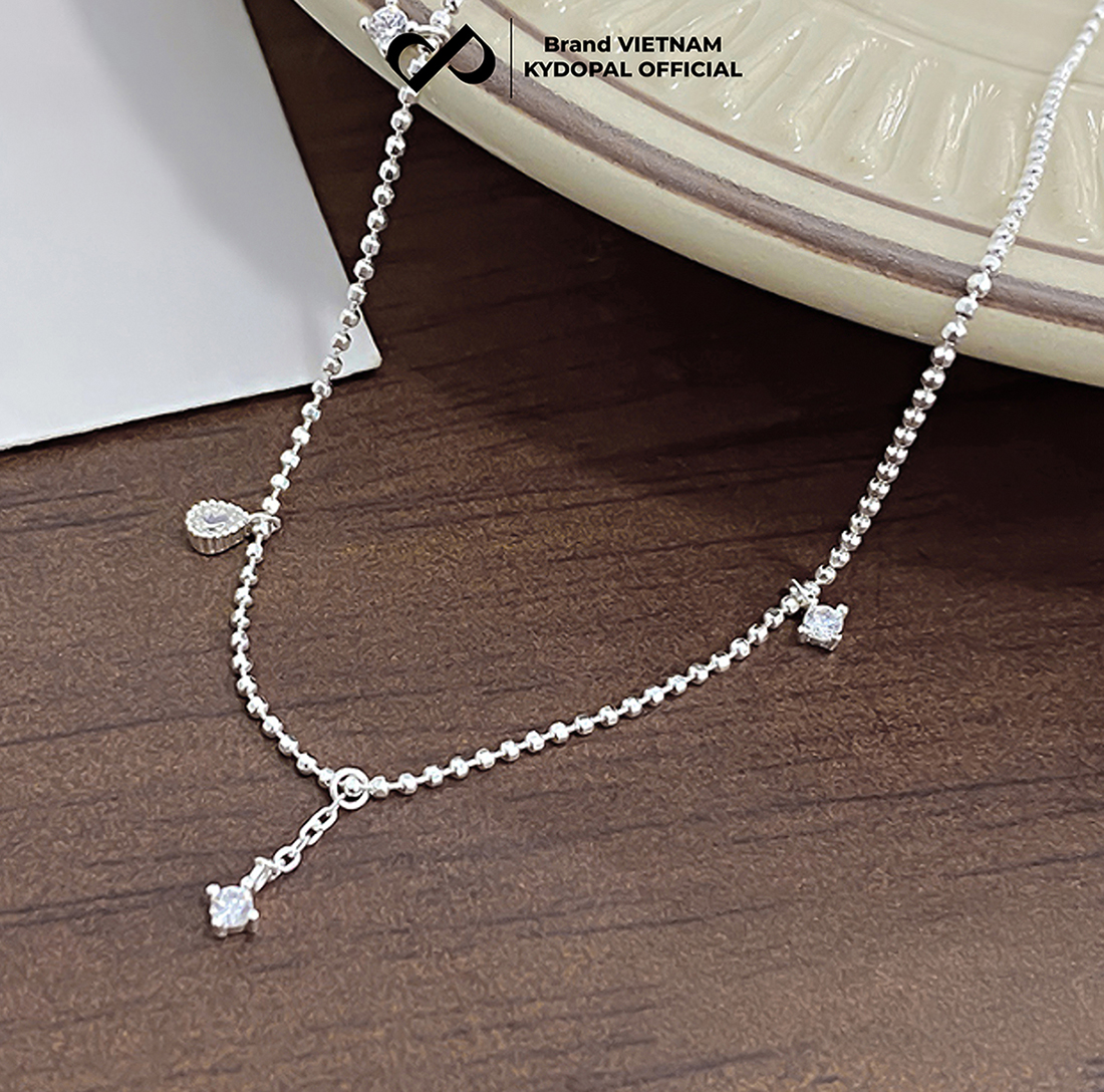 Dây chuyền bạc nữ KYDOPAL cá tính dây hạt lấp lánh mix hạt đá nữ tính trang sức bạc cao cấp - PAL9C3C16