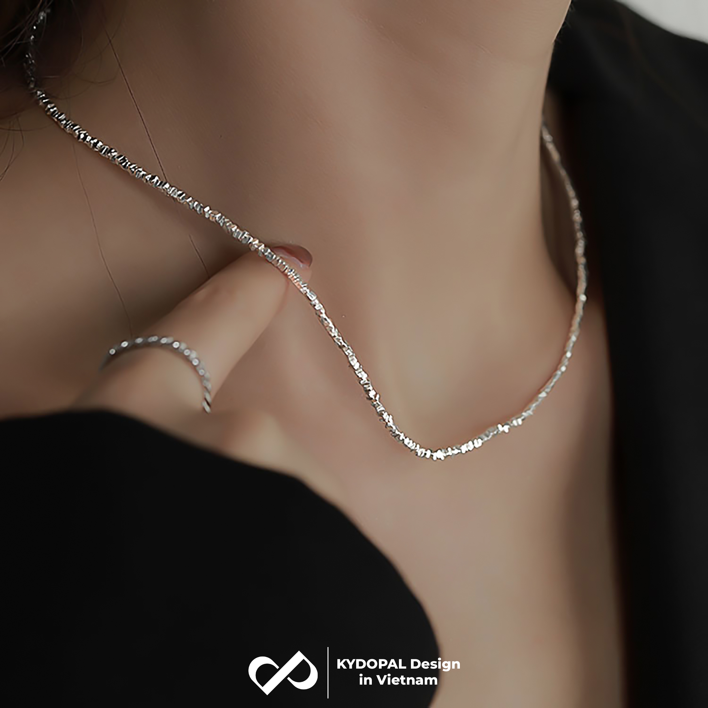 Dây chuyền bạc nữ KYDOPAL vòng cổ cá tính hạt bạc vỡ dây trơn trang sức bạc cao cấp - PAL9C3C57