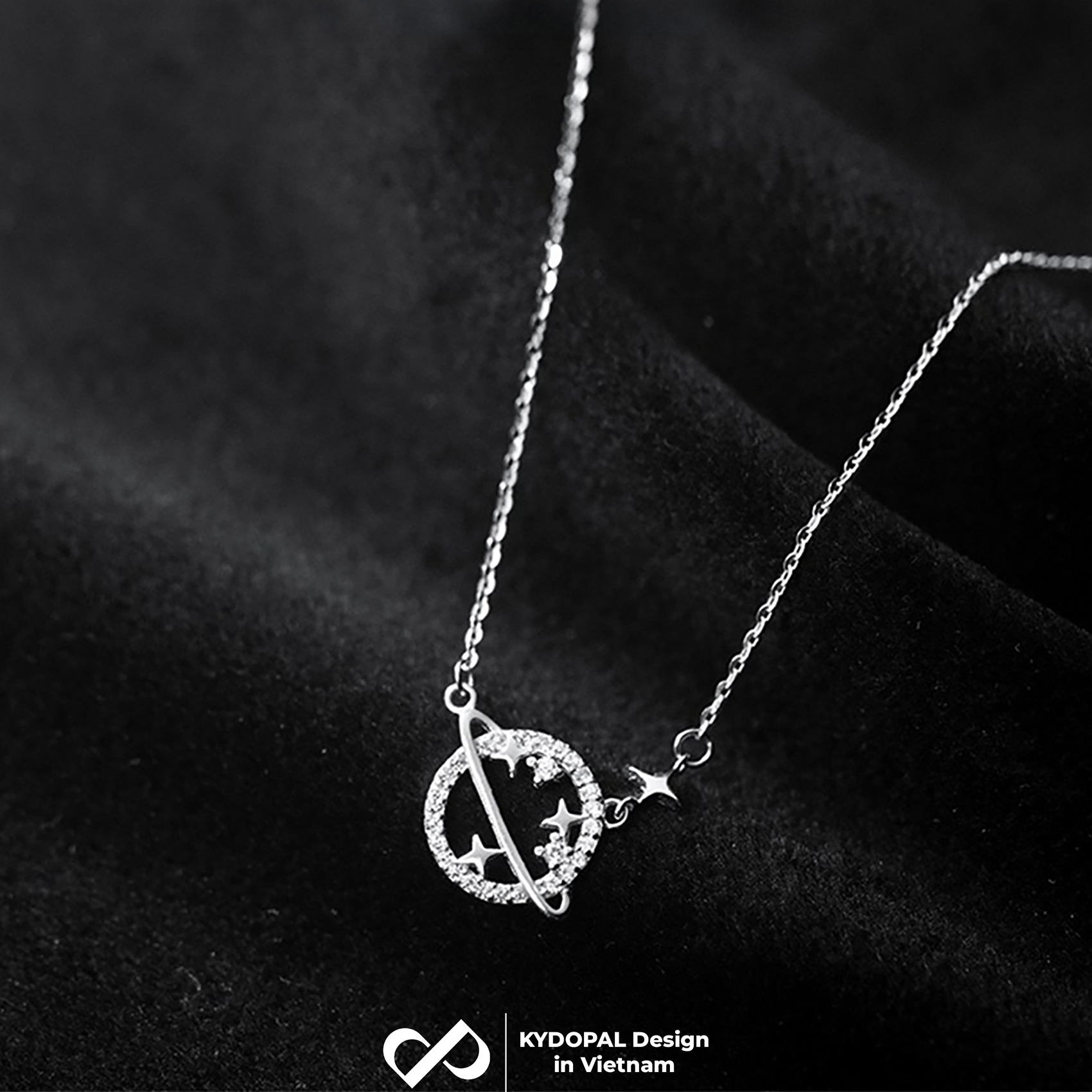 Dây chuyền bạc nữ KYDOPAL cá tính mặt trái đất đính đá nữ tính trang sức bạc 925 - PAL9C3C21