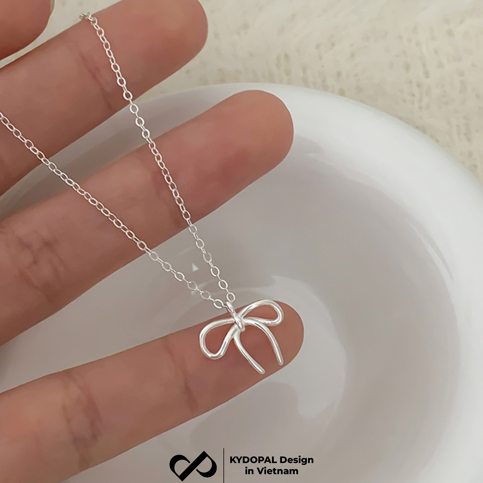 Dây chuyền bạc nữ KYDOPAL nơ cá tính thắt trơn basic trang sức bạc 925 - PAL9C3C15