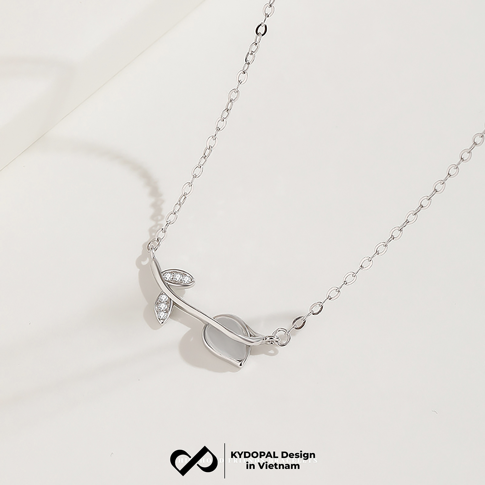 Dây chuyền bạc nữ KYDOPAL vòng cổ cá tính cánh hoa hồng nữ tính trang sức bạc 925 - PAL9C3C35