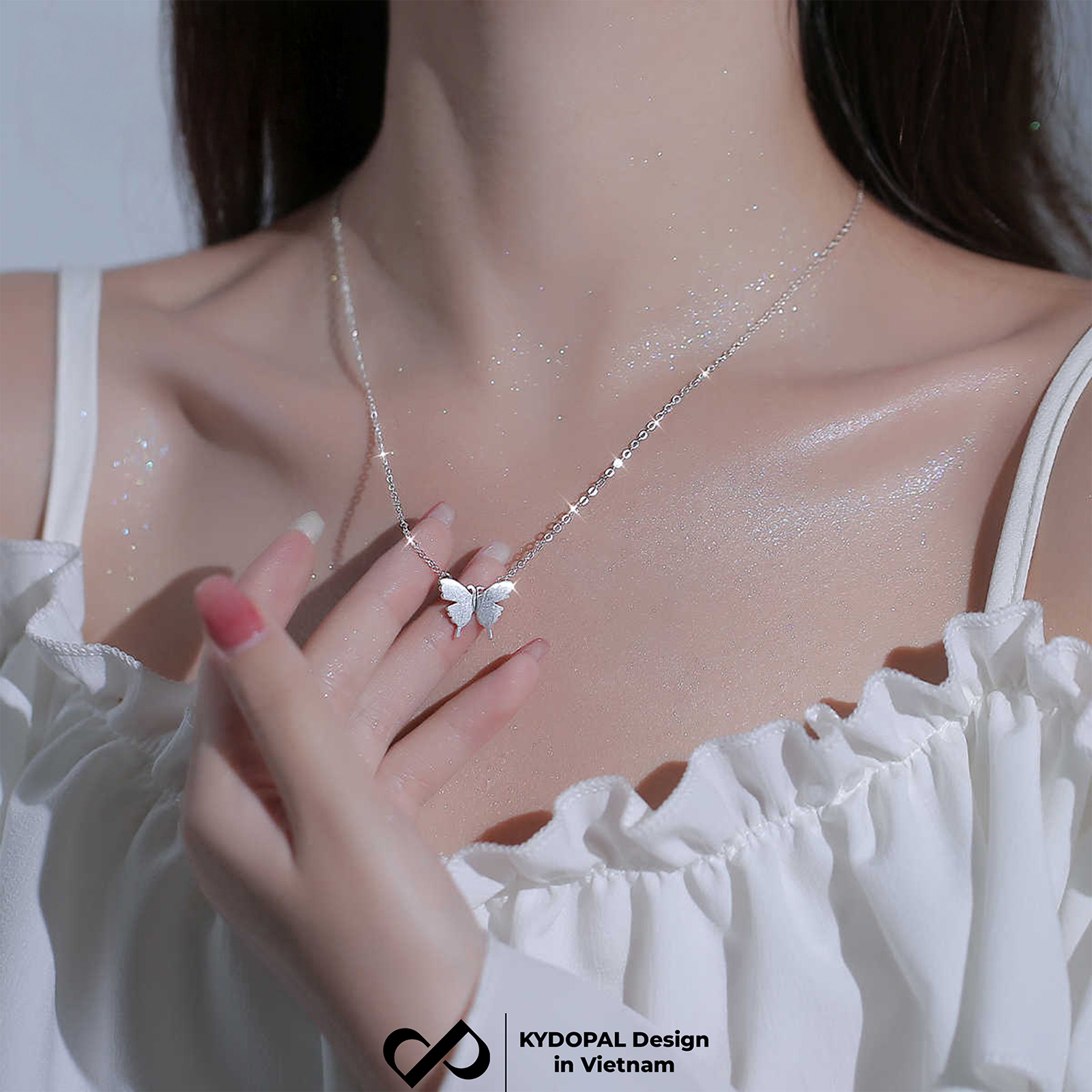 Dây chuyền bạc nữ KYDOPAL hồ điệp cá tính trơn basic trang sức bạc cao cấp - PAL9C3C10