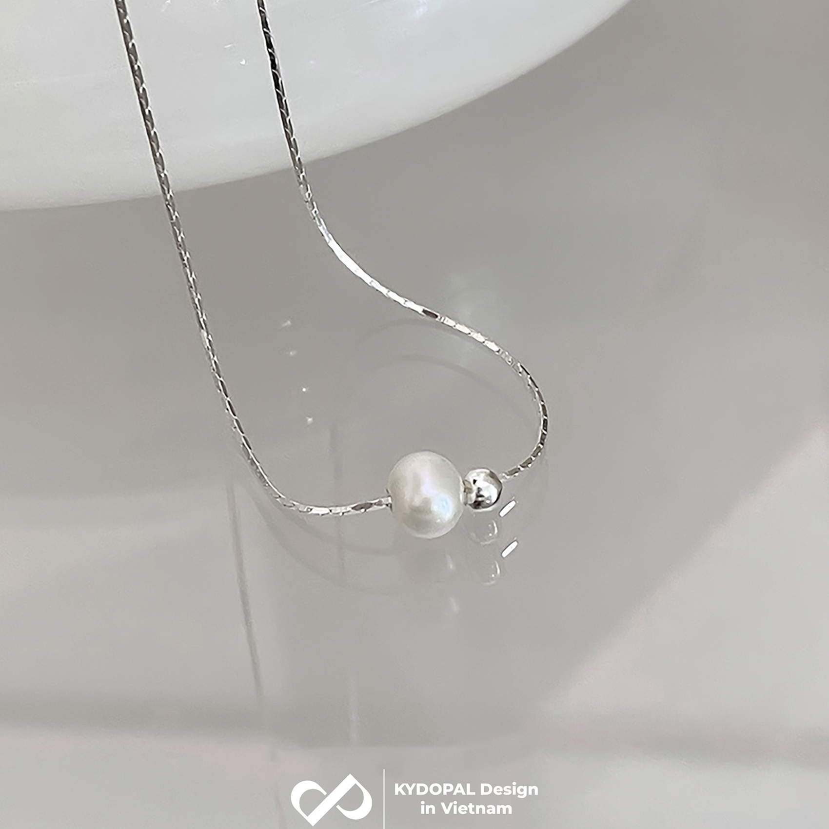 Dây chuyền bạc nữ KYDOPAL vòng cổ cá tính hạt mì mix hạt trai nữ tính trang sức bạc 925  - PAL9C3C55