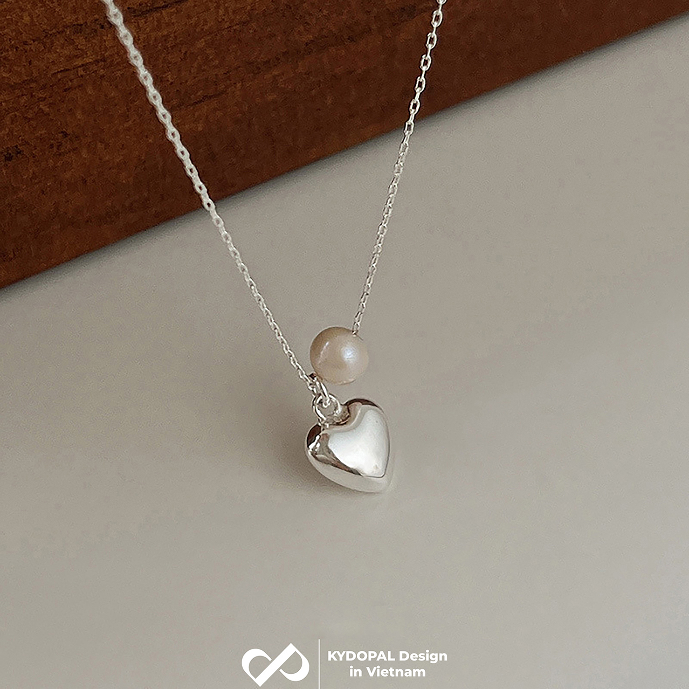 Dây chuyền bạc nữ KYDOPAL vòng cổ cá tính xỏ trai nuôi mix tim phồng nữ tính - PAL9C3C54