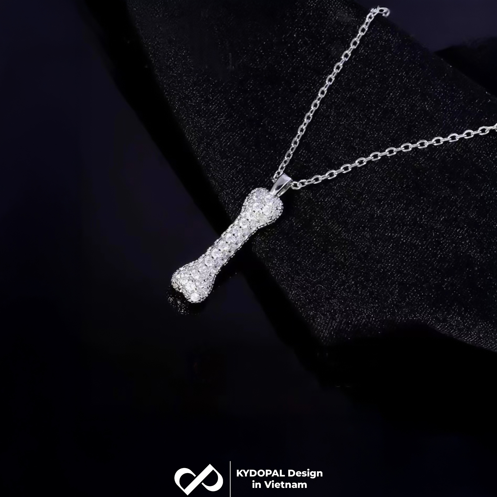 Dây chuyền bạc nữ KYDOPAL vòng cổ cá tính mặt xương đính đá trang sức bạc cao cấp - PAL9C3C68