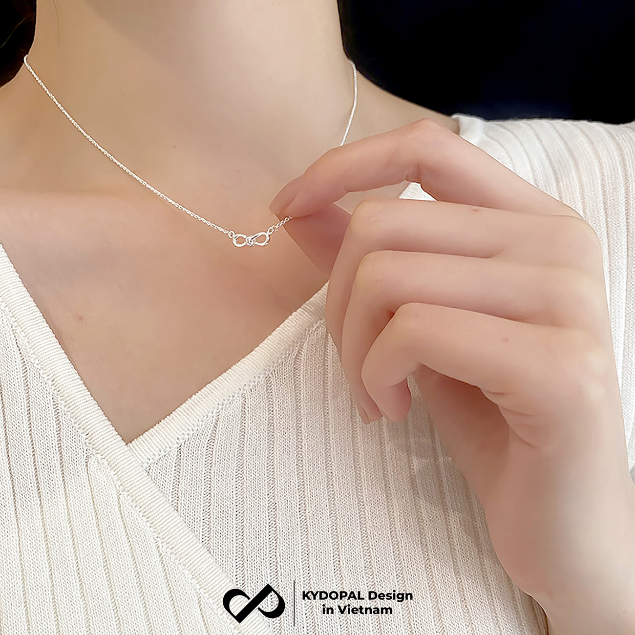 Dây chuyền bạc nữ KYDOPAL vòng cổ cá tính nơ thắt mini basic trang sức bạc 925 - PAL9C3C27