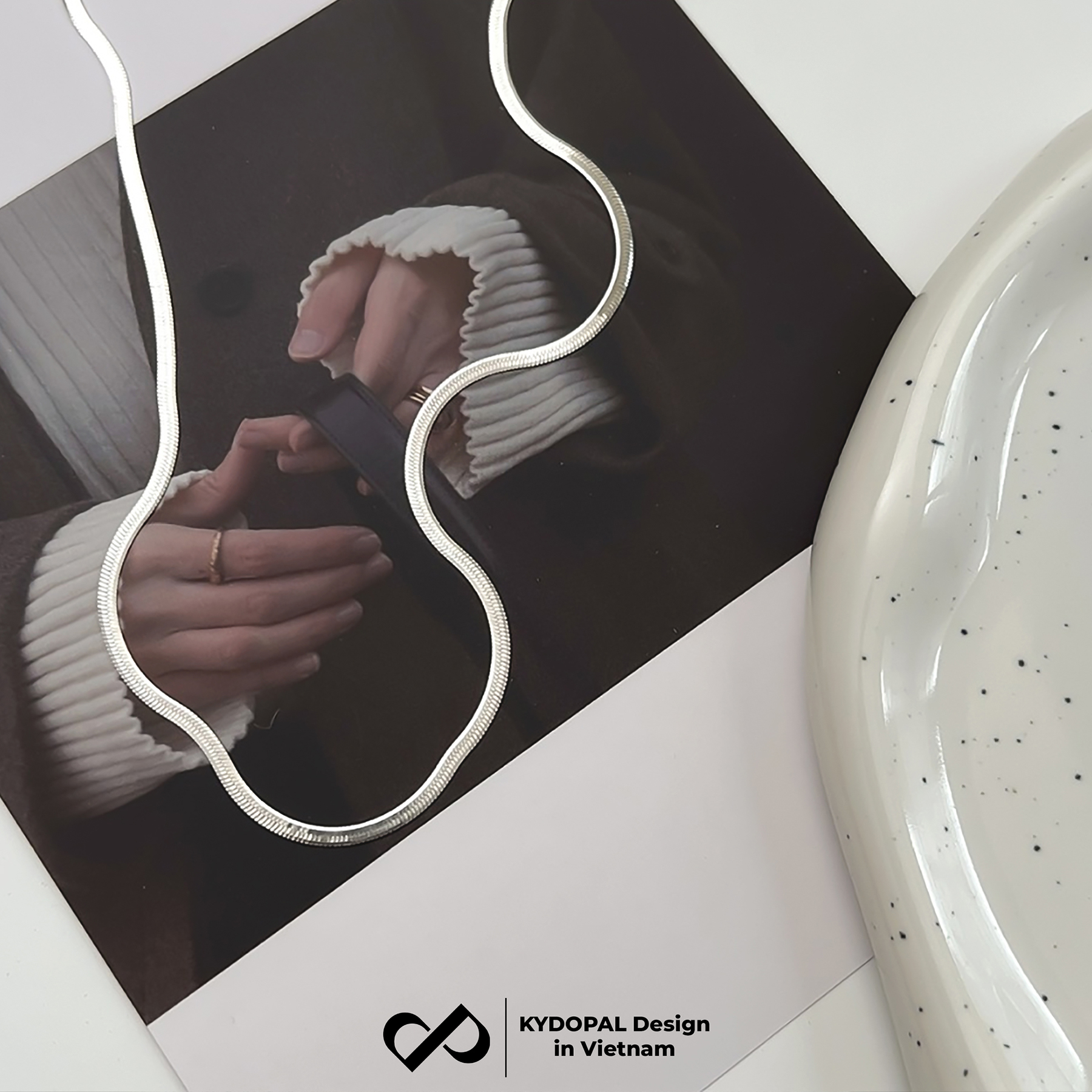 Dây chuyền bạc nữ KYDOPAL sợi mì dẹt bản rộng cá tính trang sức bạc cao cấp - PAL9C3C53