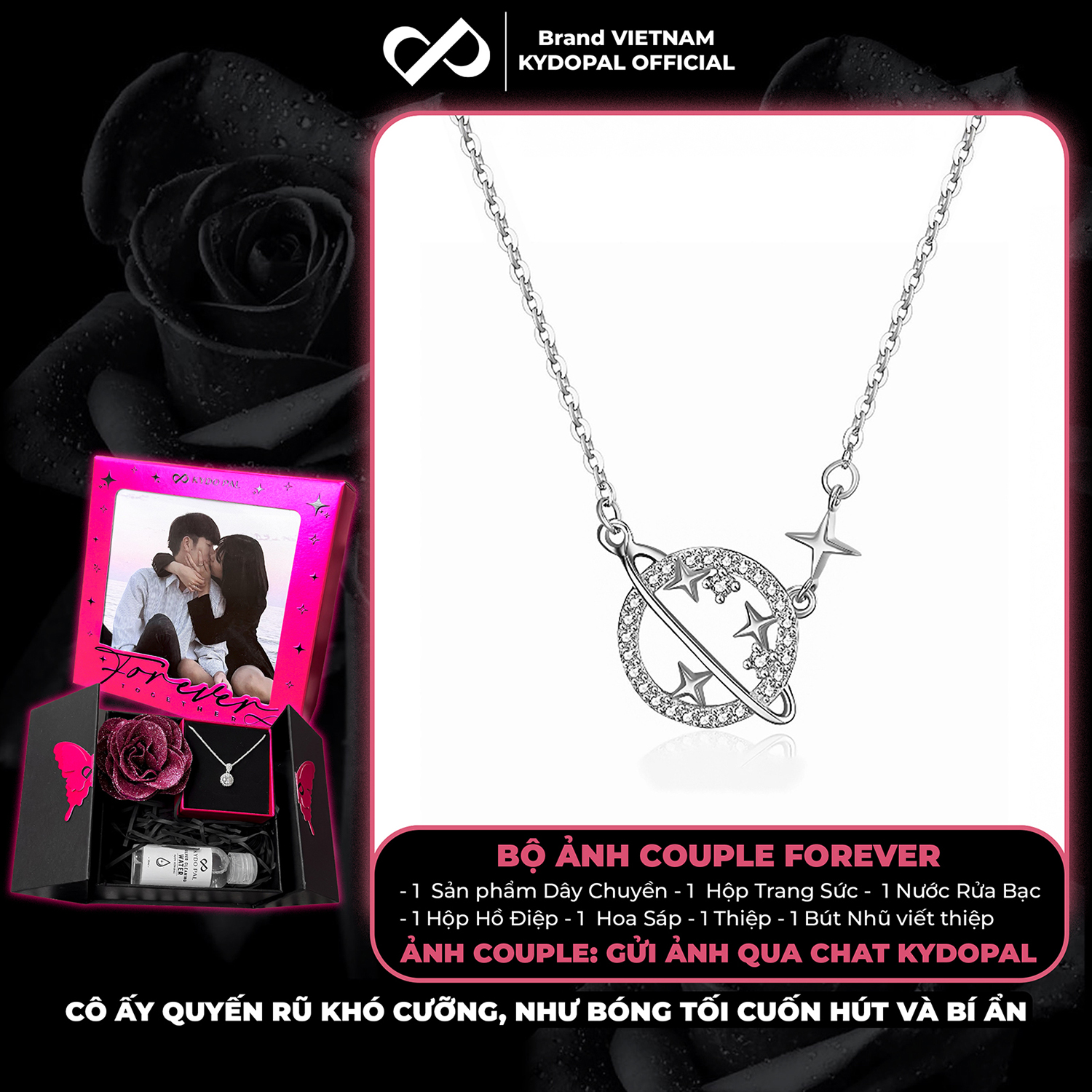 Dây chuyền bạc nữ KYDOPAL cá tính mặt trái đất đính đá nữ tính trang sức bạc 925 - PAL9C3C21