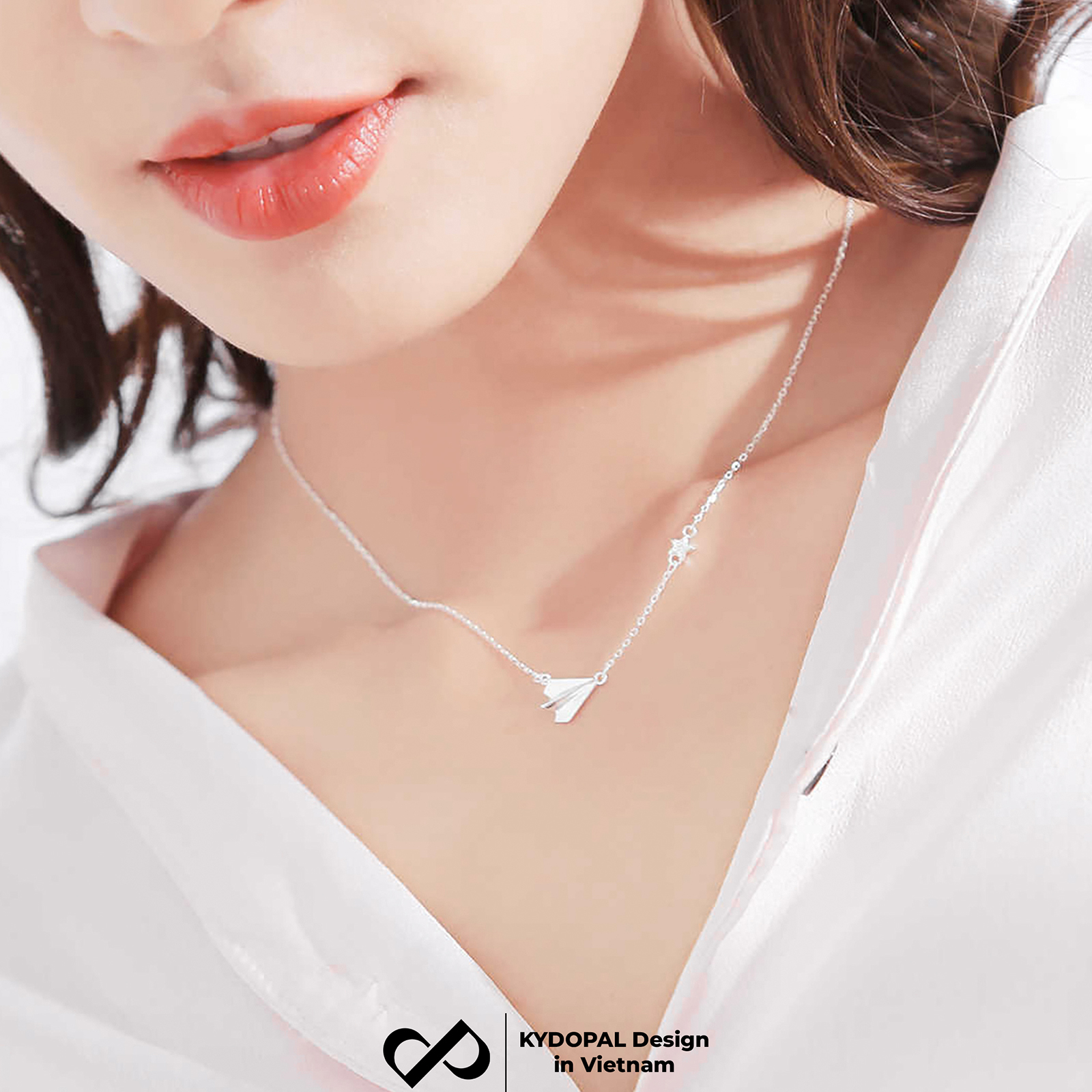 Dây chuyền bạc nữ KYDOPAL mẫu máy bay giấy cá tính trang sức bạc 925 - PAL9C3C23