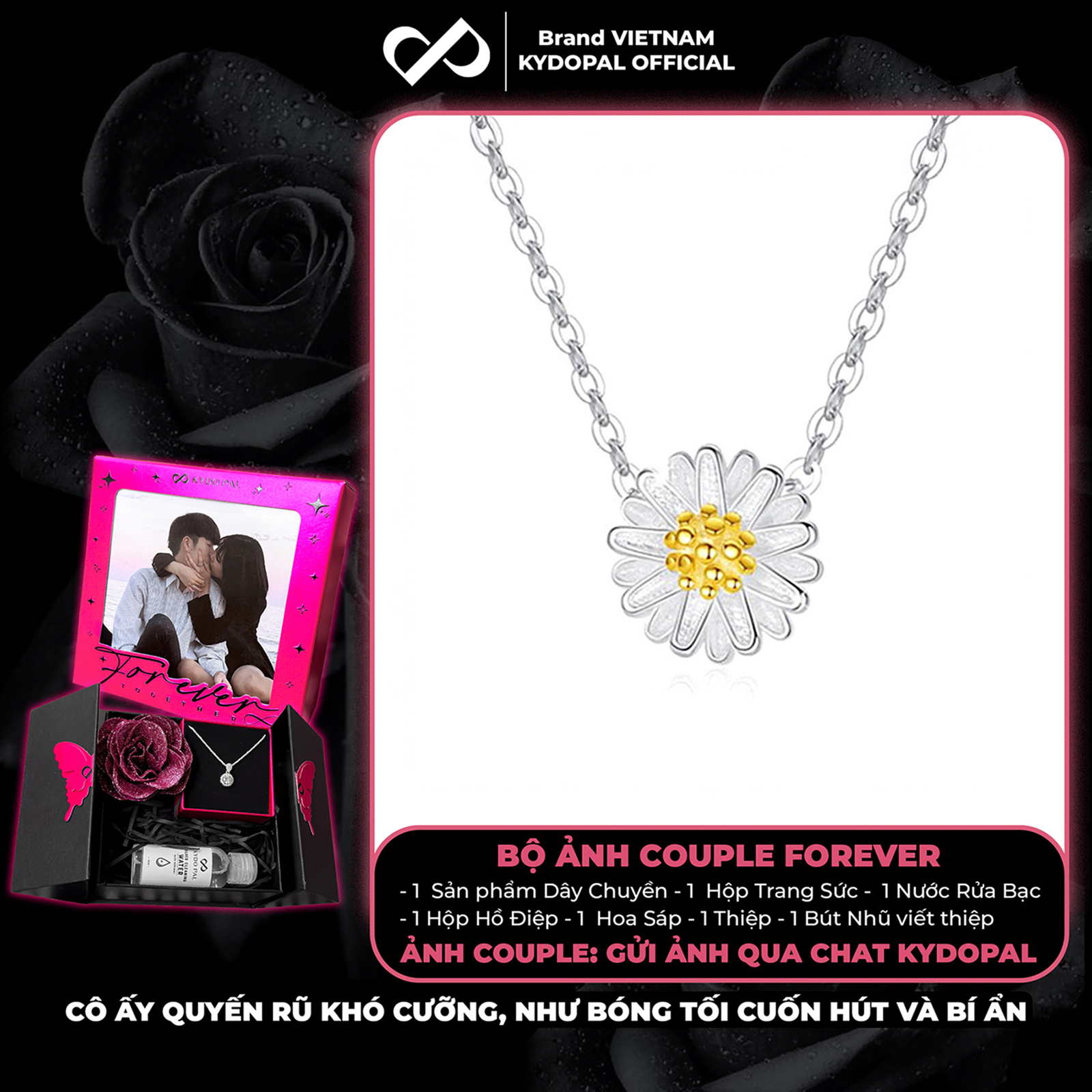 Dây chuyền bạc nữ KYDOPAL cá tính mặt hoa cúc nhị nữ tính trang sức bạc 925 - PAL9C3C32