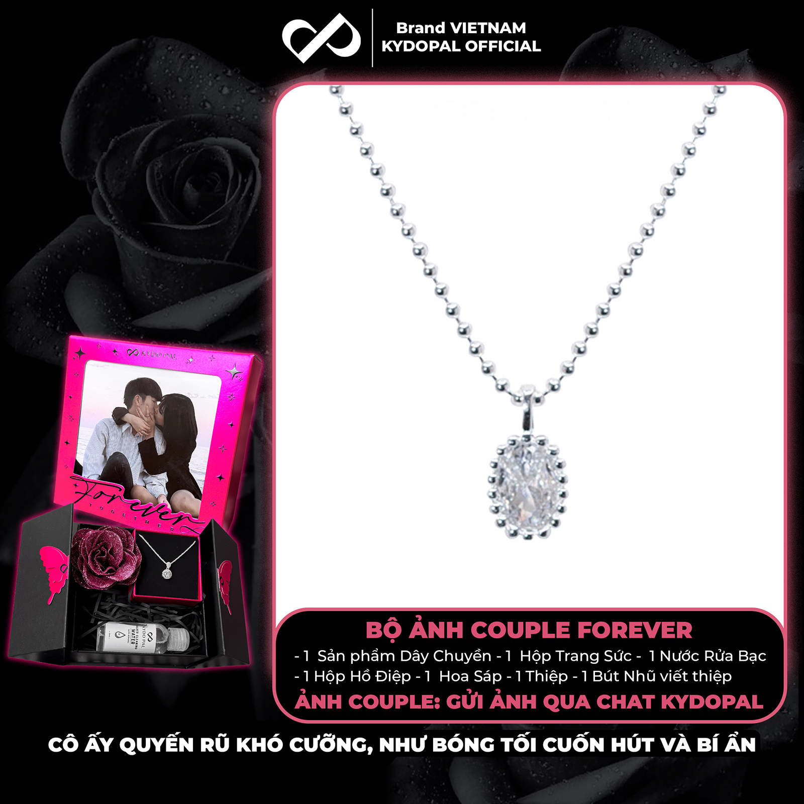 Dây chuyền bạc nữ KYDOPAL vòng cổ cá tính dây bi mặt giọt nước xinh xắn trang sức bạc 925 - PAL9C3C40