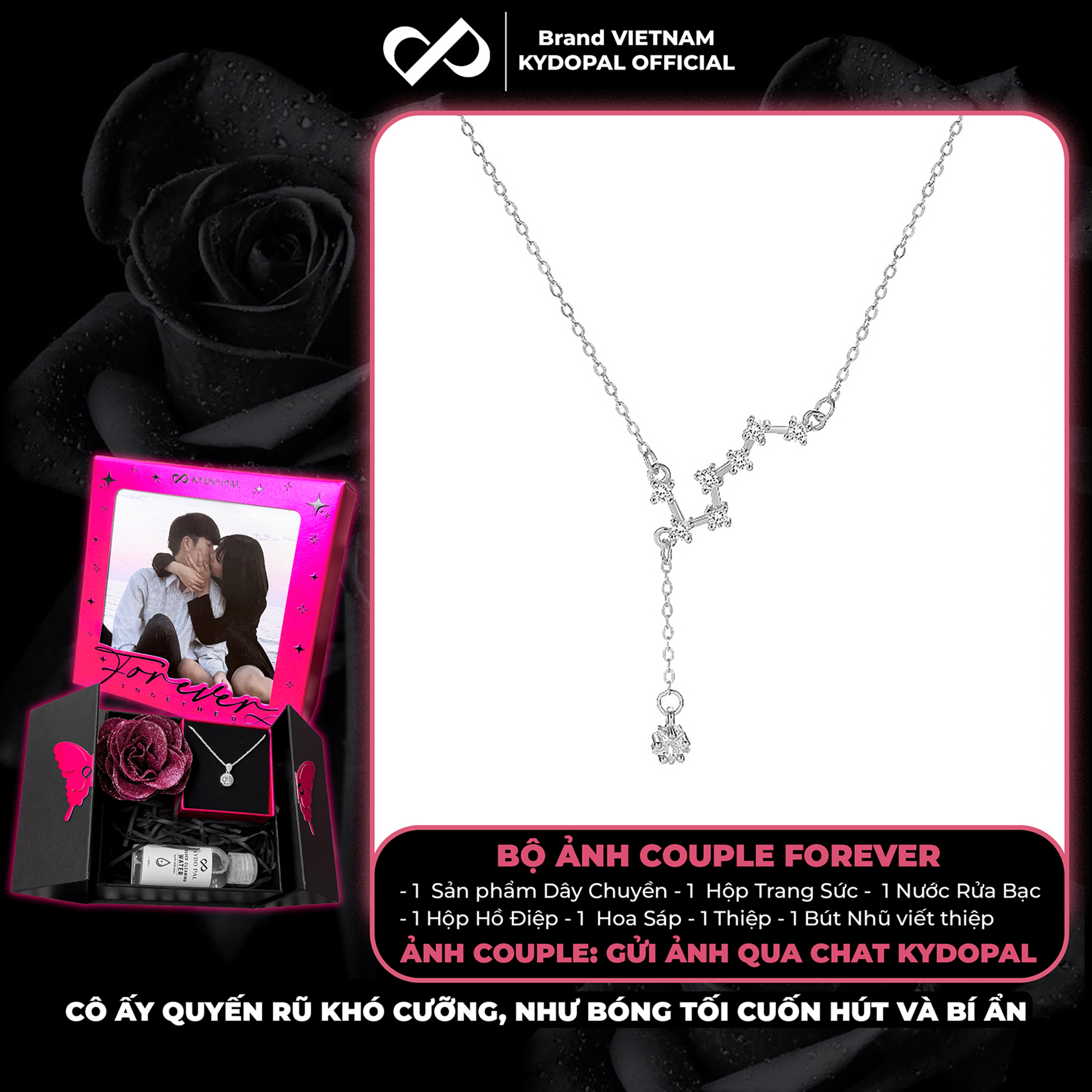 Dây chuyền bạc nữ KYDOPAL vòng cổ cá tính chòm sao đính đá lấp lánh trang sức bạc 925 - PAL9C2C7