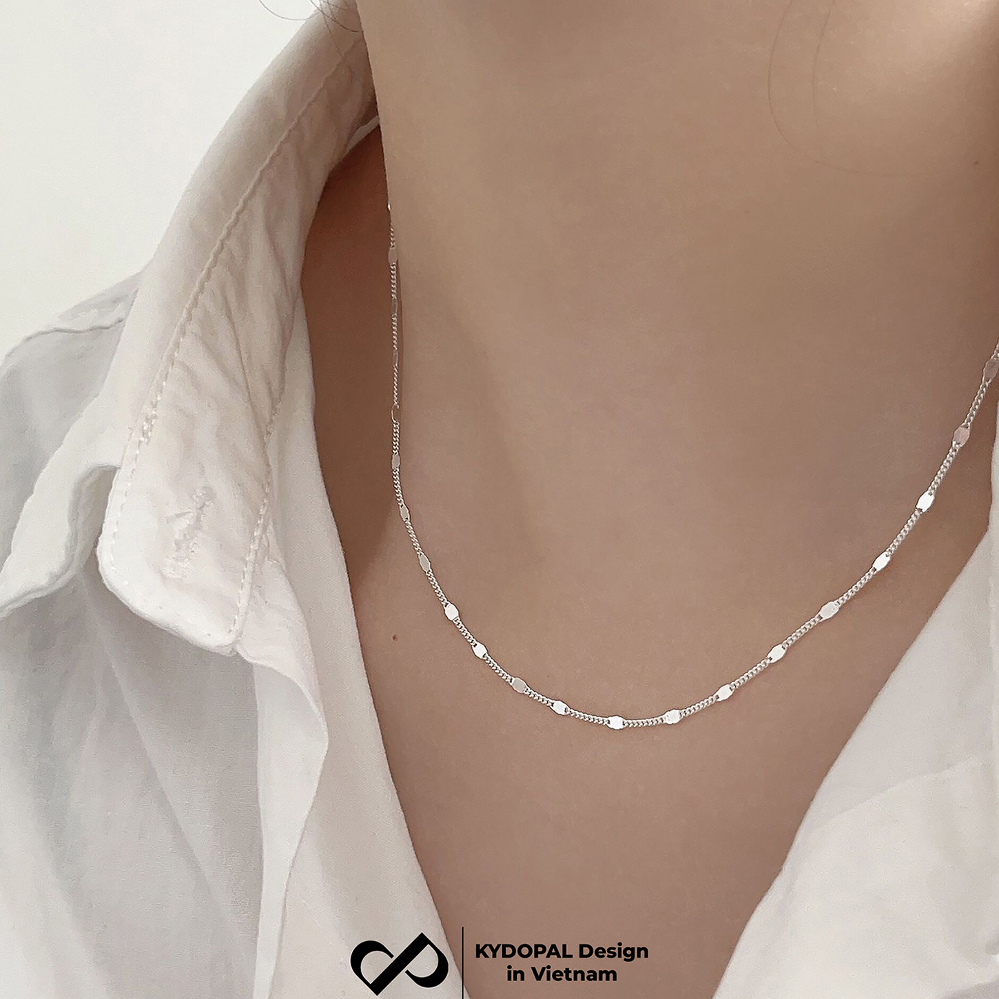 Dây chuyền bạc nữ KYDOPAL vòng cổ cá tính trơn mắt xích kết nối nhẹ nhàng trang sức bạc cao cấp - PAL9C3C50