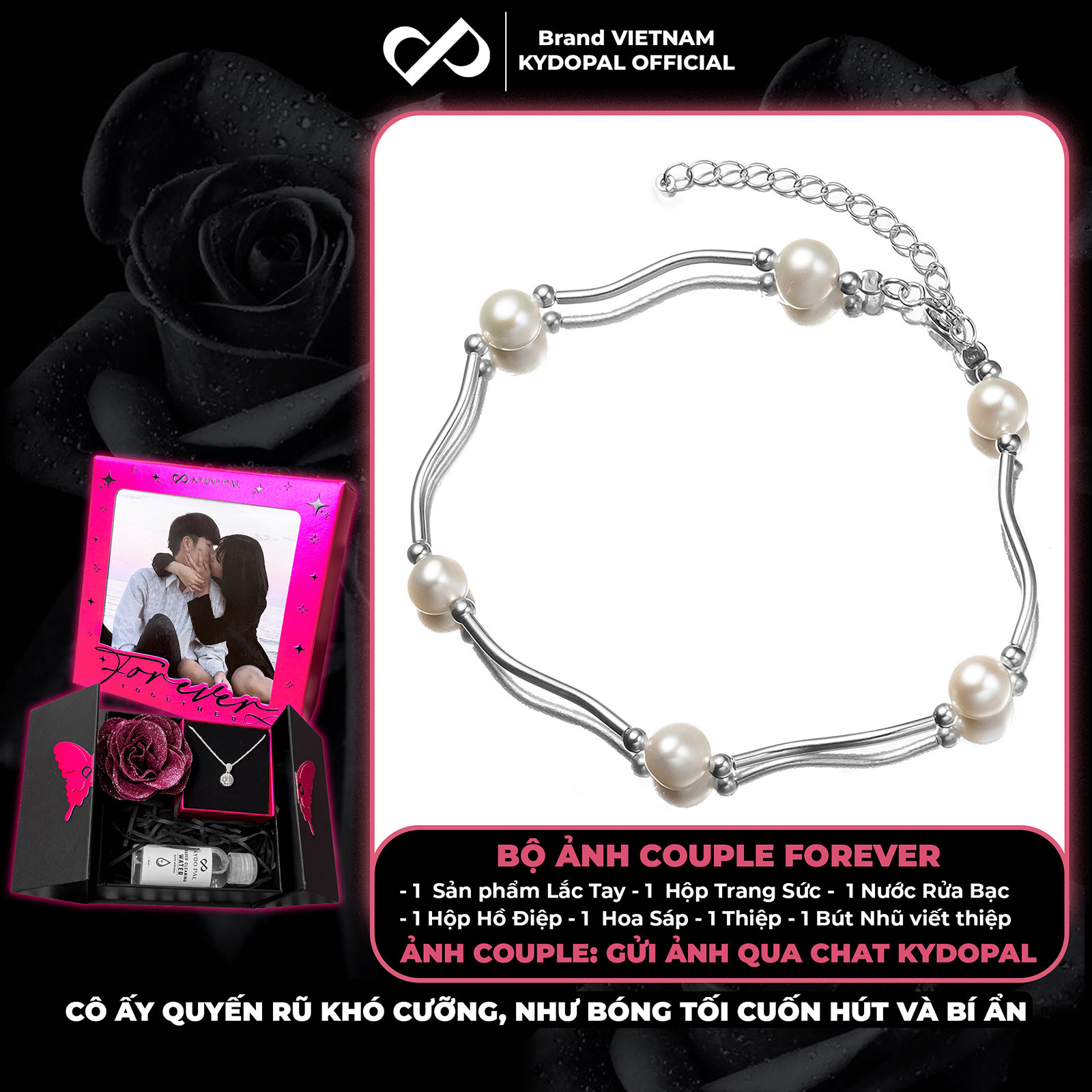 Lắc tay bạc nữ KYDOPAL vòng tay hạt trai nước ngọt mix ống bạc xoắn nữ tính trang sức bạc 925 - PAL9C3L53