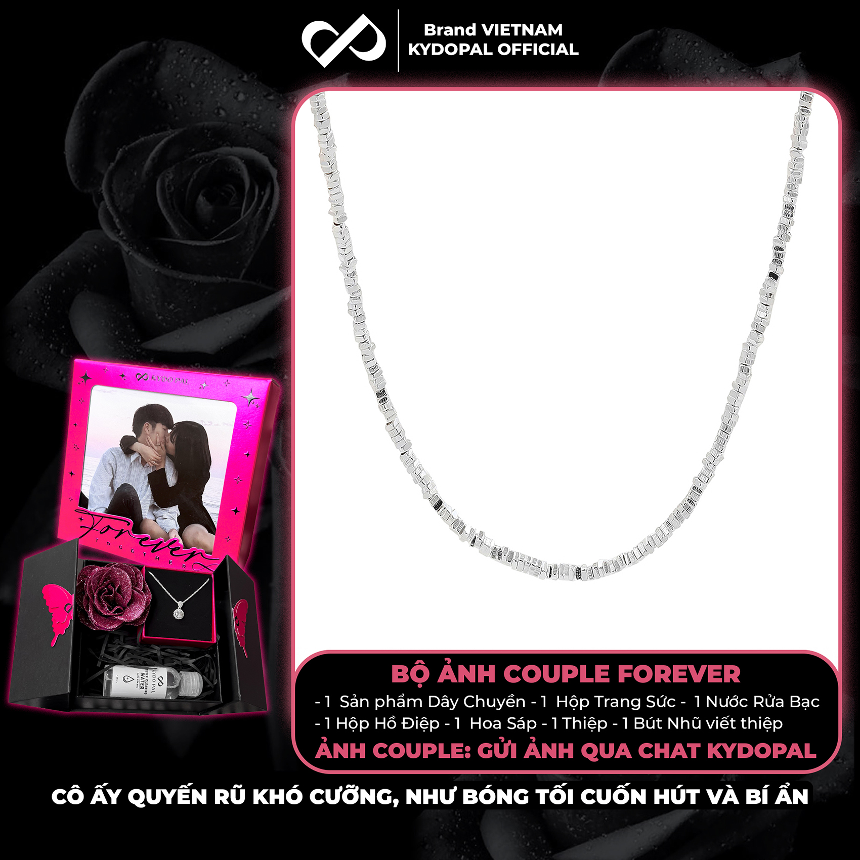 Dây chuyền bạc nữ KYDOPAL vòng cổ cá tính hạt bạc vỡ dây trơn trang sức bạc cao cấp - PAL9C3C57