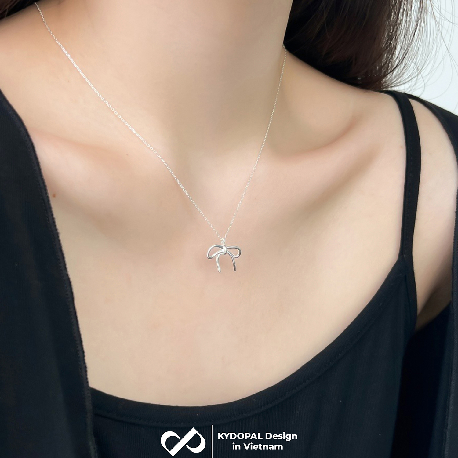 Dây chuyền bạc nữ KYDOPAL nơ cá tính thắt trơn basic trang sức bạc 925 - PAL9C3C15