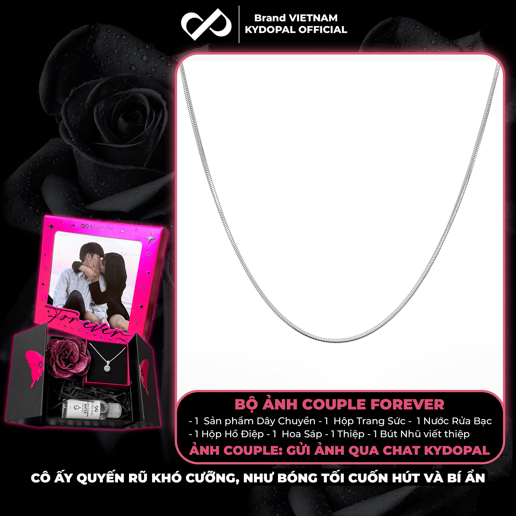 Dây chuyền bạc KYDOPAL mì thuôn cá tính trendy đeo sáng cổ trang sức bạc 925 - PAL9C3C65