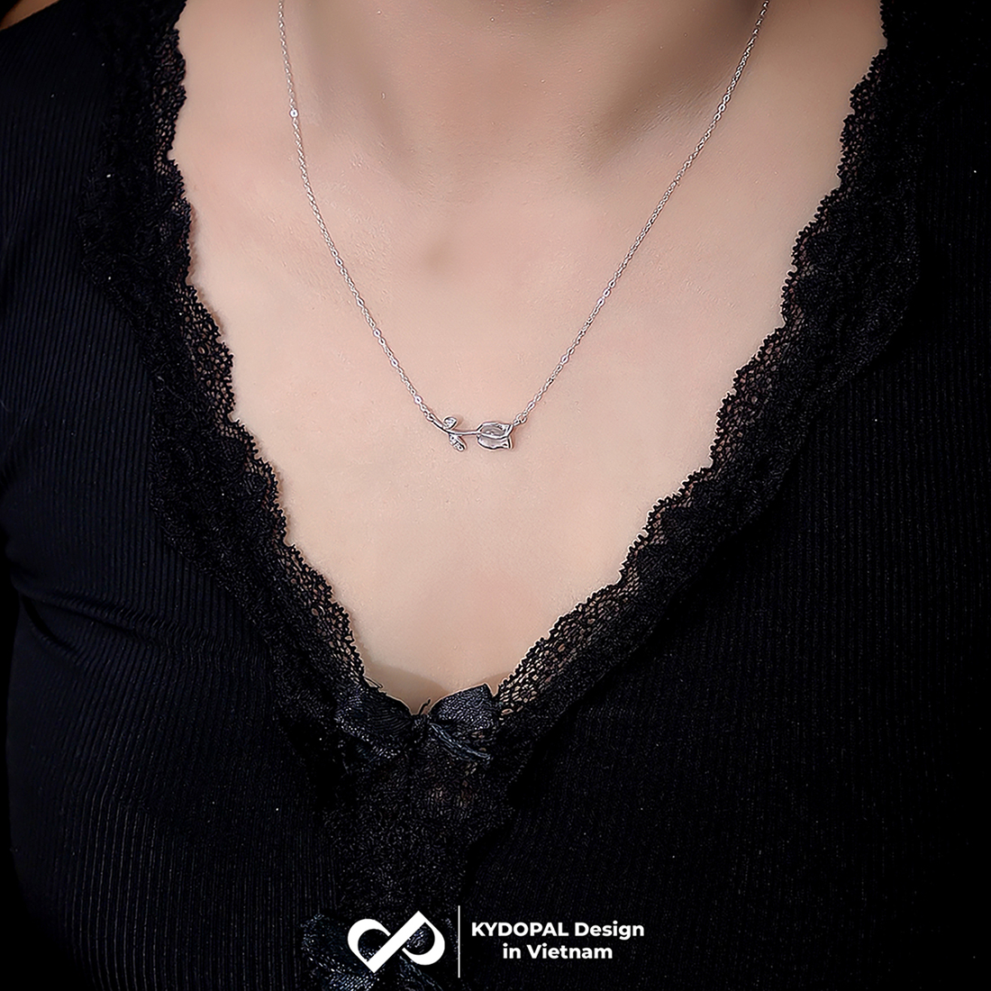Dây chuyền bạc nữ KYDOPAL vòng cổ cá tính cánh hoa hồng nữ tính trang sức bạc 925 - PAL9C3C35