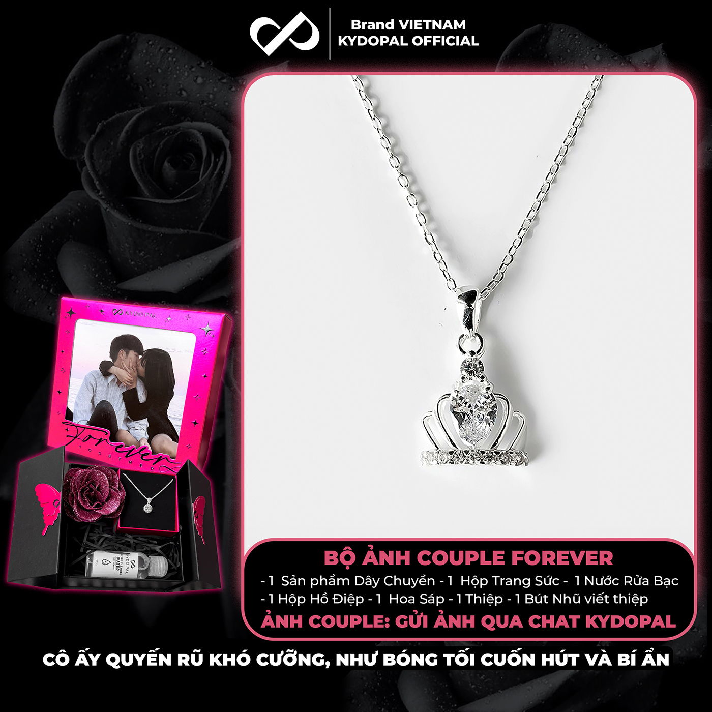 Dây chuyền bạc nữ KYDOPAL mặt vương miện công chúa đính đá nữ tính trang sức bạc 925 - PAL9C3C17